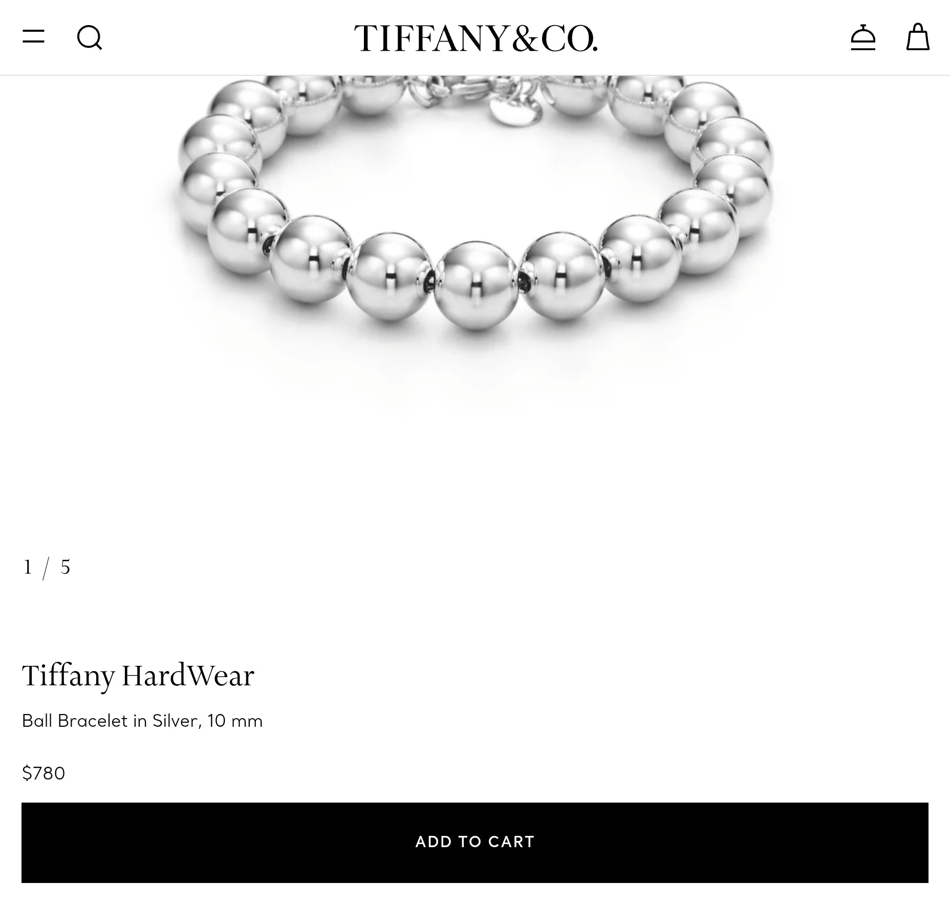 Tiffany & Co. HardWear Sterling Silver Ball Bracelet - 10mm - Medium 7.5"