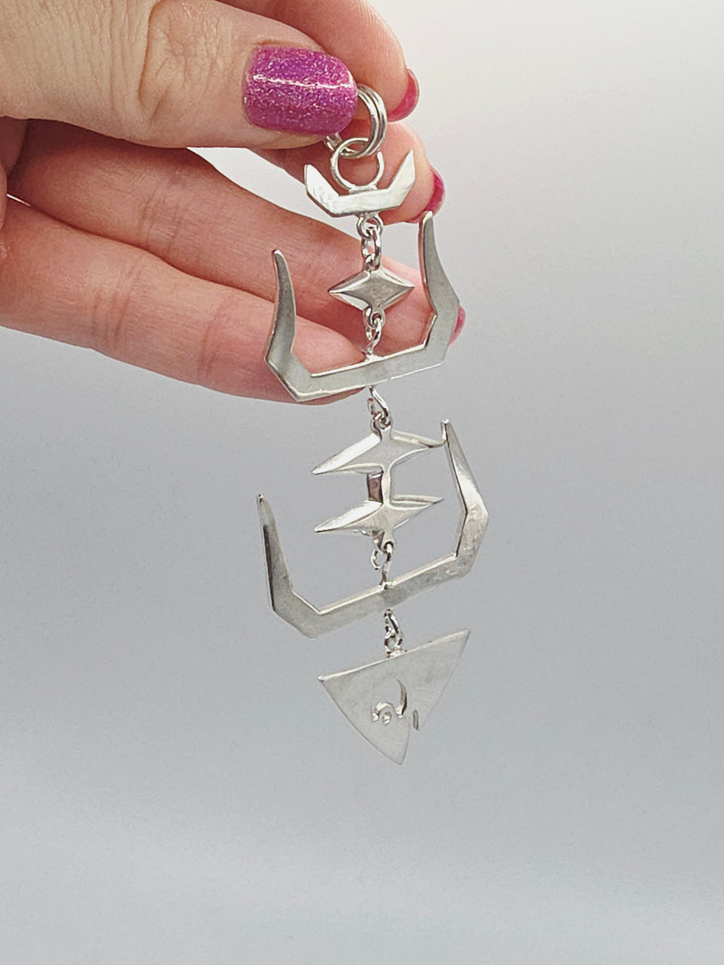 925 Sterling Silver Articulating Fish Bones Necklace Pendant - 4 Inches