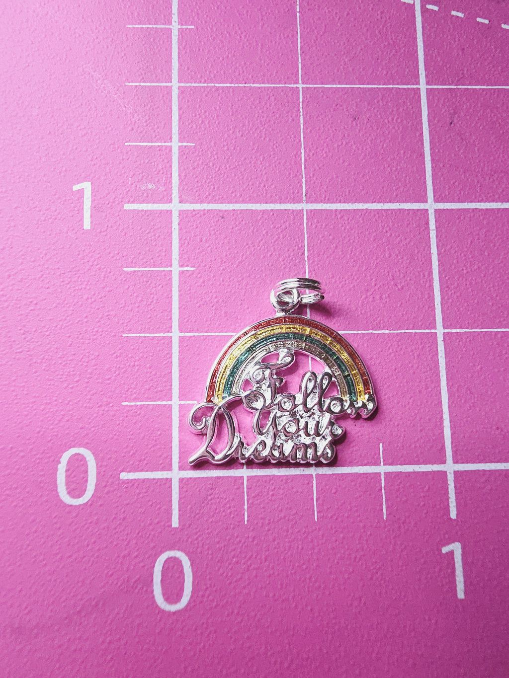 925 Sterling Silver Follow Your Dreams Rainbow Charm Pendant