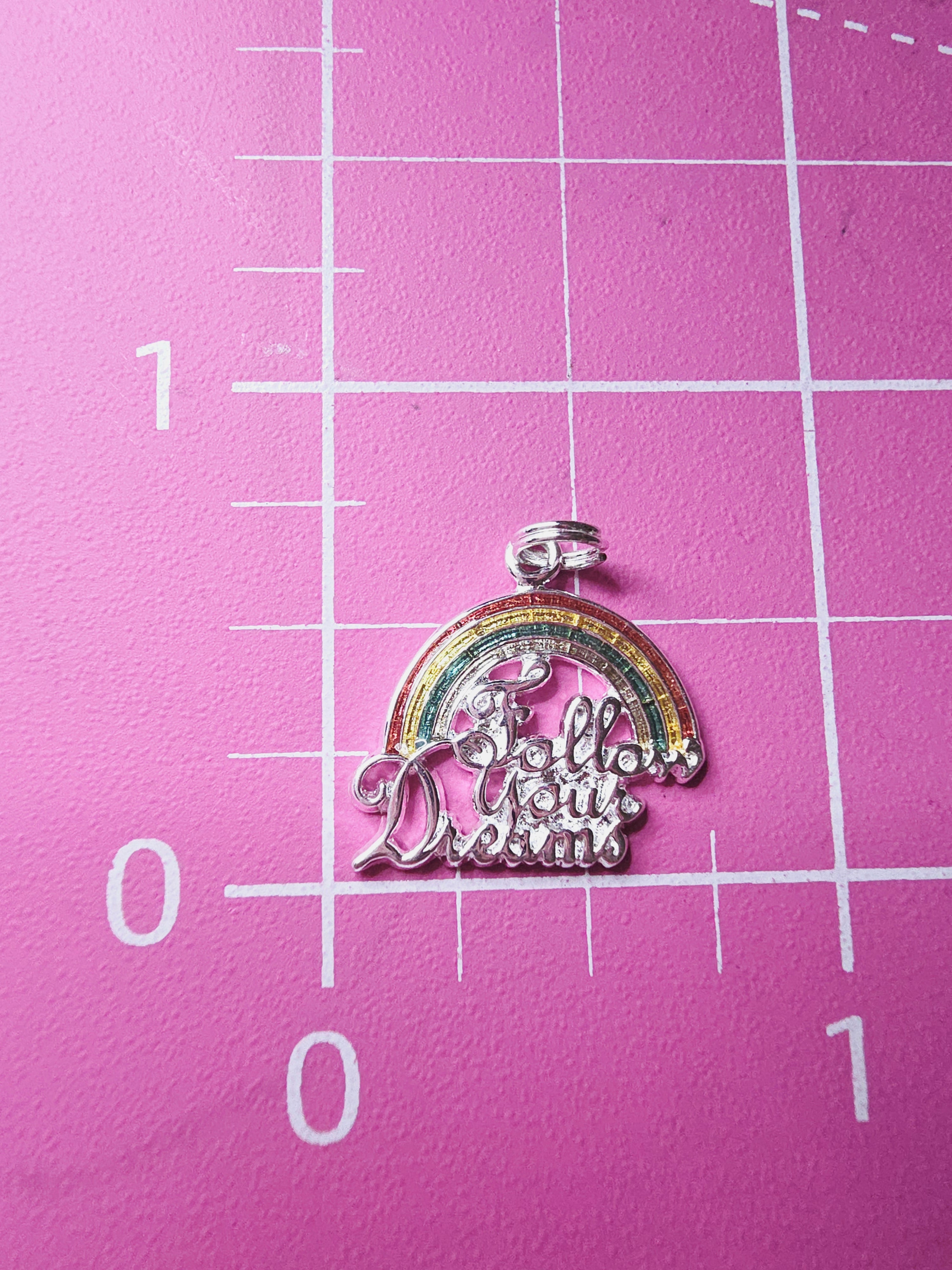 925 Sterling Silver Follow Your Dreams Rainbow Charm Pendant