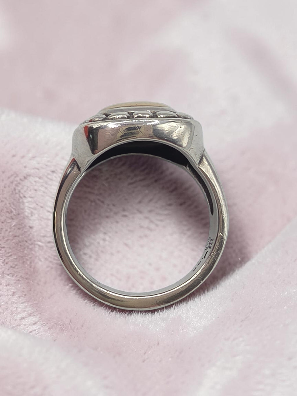 James Avery Beaded Dome Ring in Sterling Silver & 14K Gold - RETIRED - Size 6.5