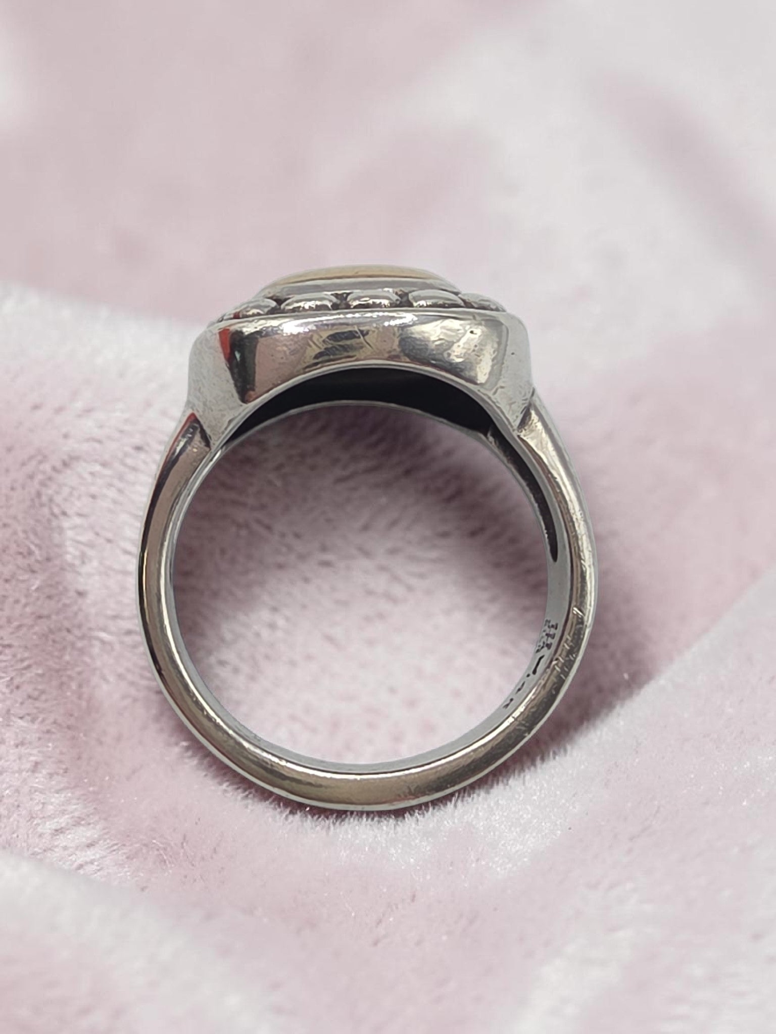 James Avery Beaded Dome Ring in Sterling Silver & 14K Gold - RETIRED - Size 6.5