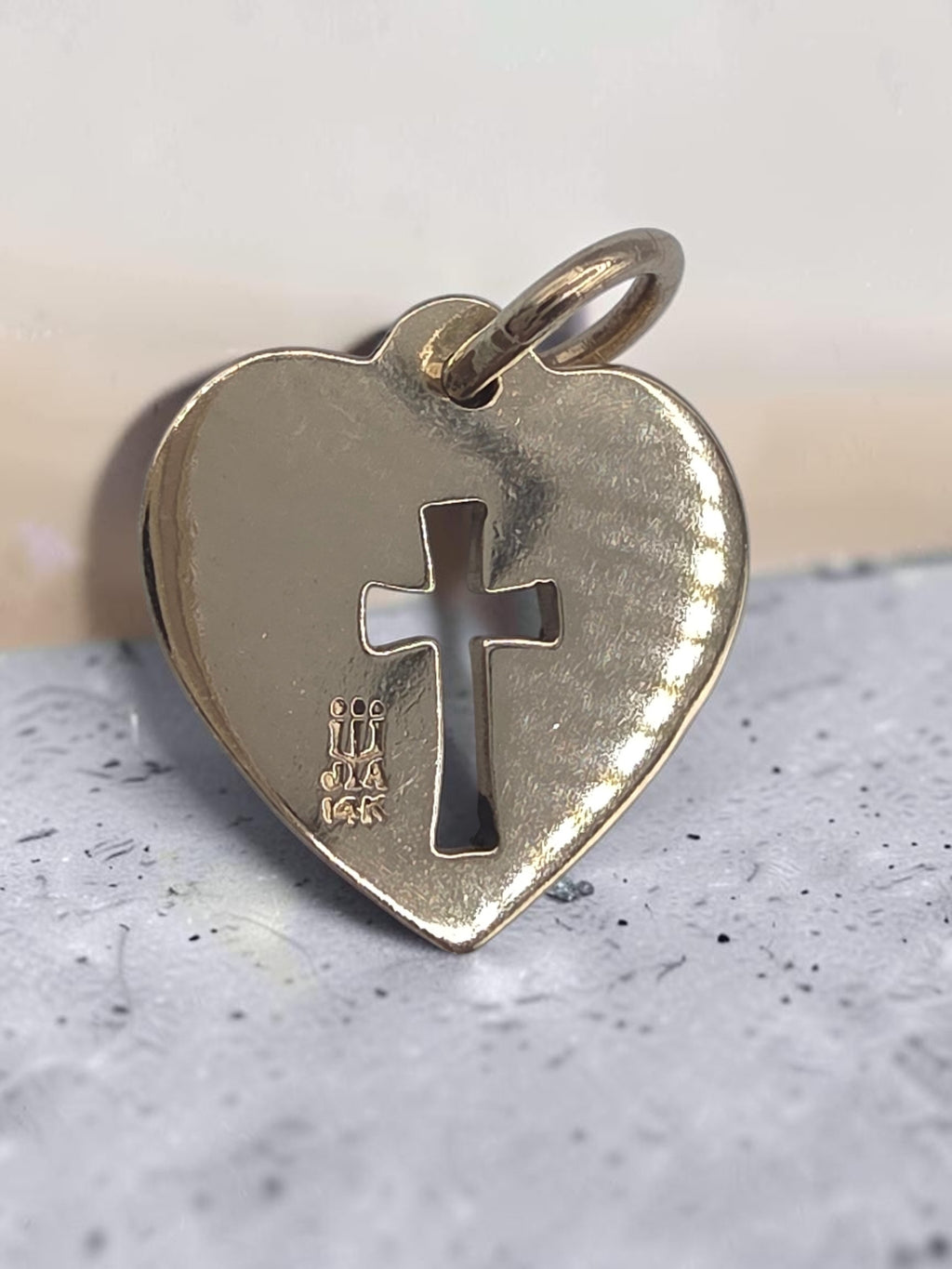 James Avery Solid 14K Yellow Gold Crosslet Cross Heart Charm Pendant