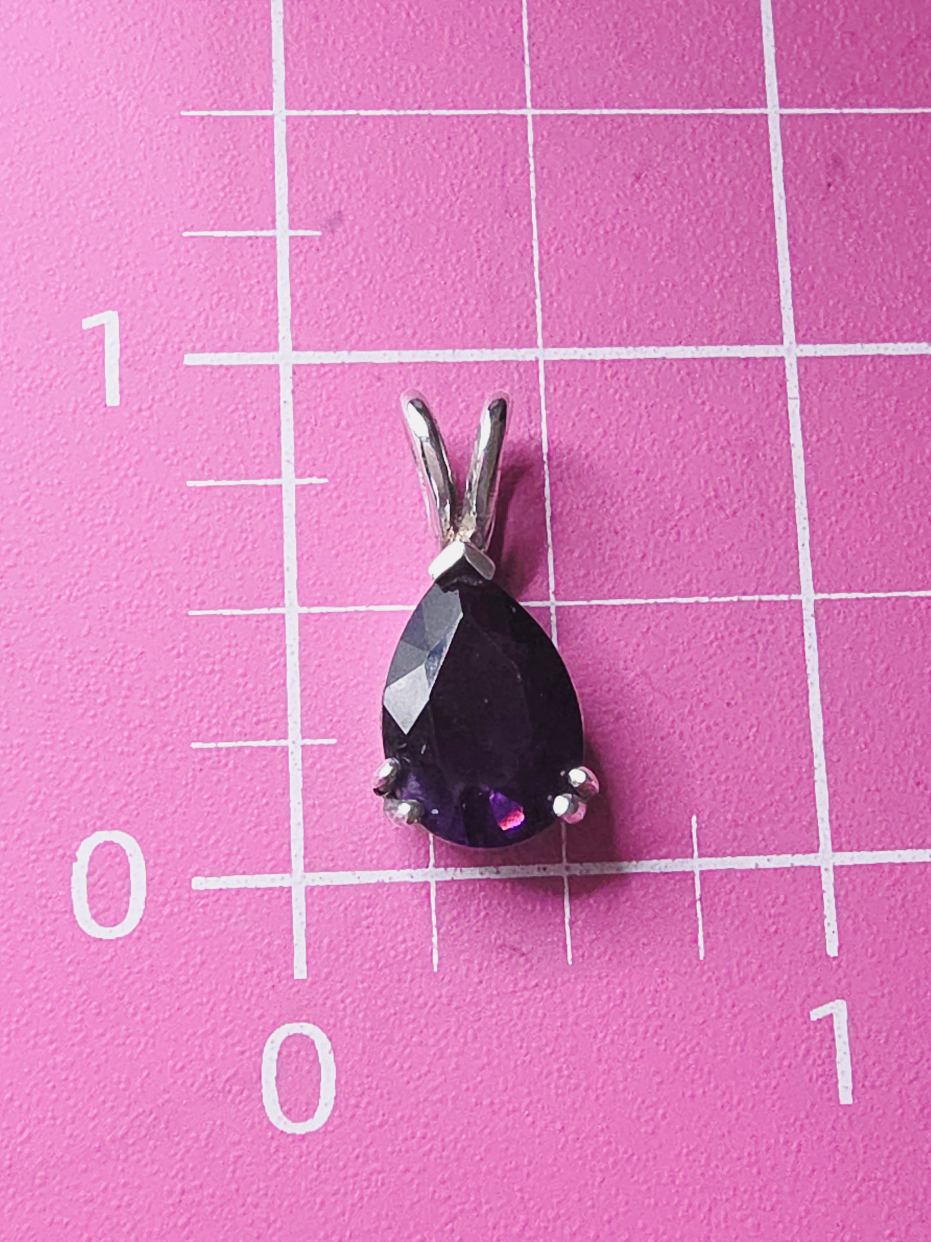 925 Sterling Silver Dark Purple CZ Pear Cut Pendant