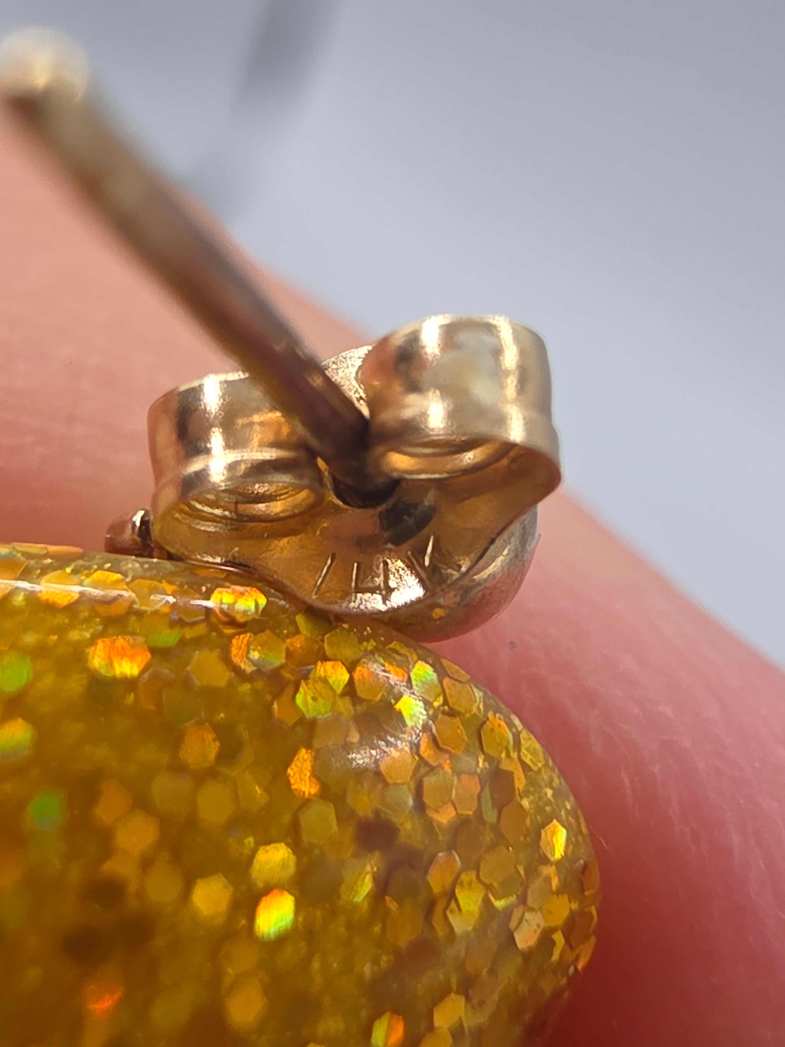 Solid 14K Yellow Gold Pearl Dangle Earrings Teardrop Frame Drop Design