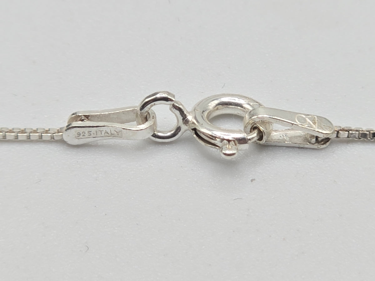 Vintage 925 Sterling Silver Diamond Heart Pendant Necklace ITALY - 18 Inch