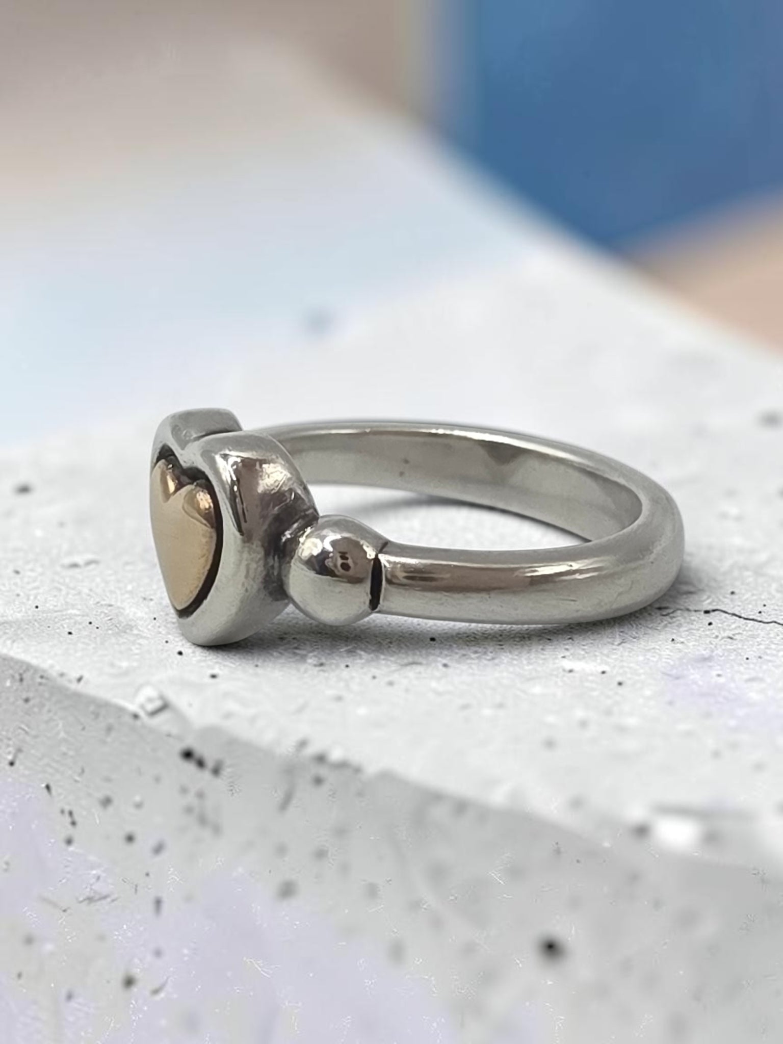 RETIRED James Avery True Love 14K Gold Heart Sterling Silver Ring - Size 6