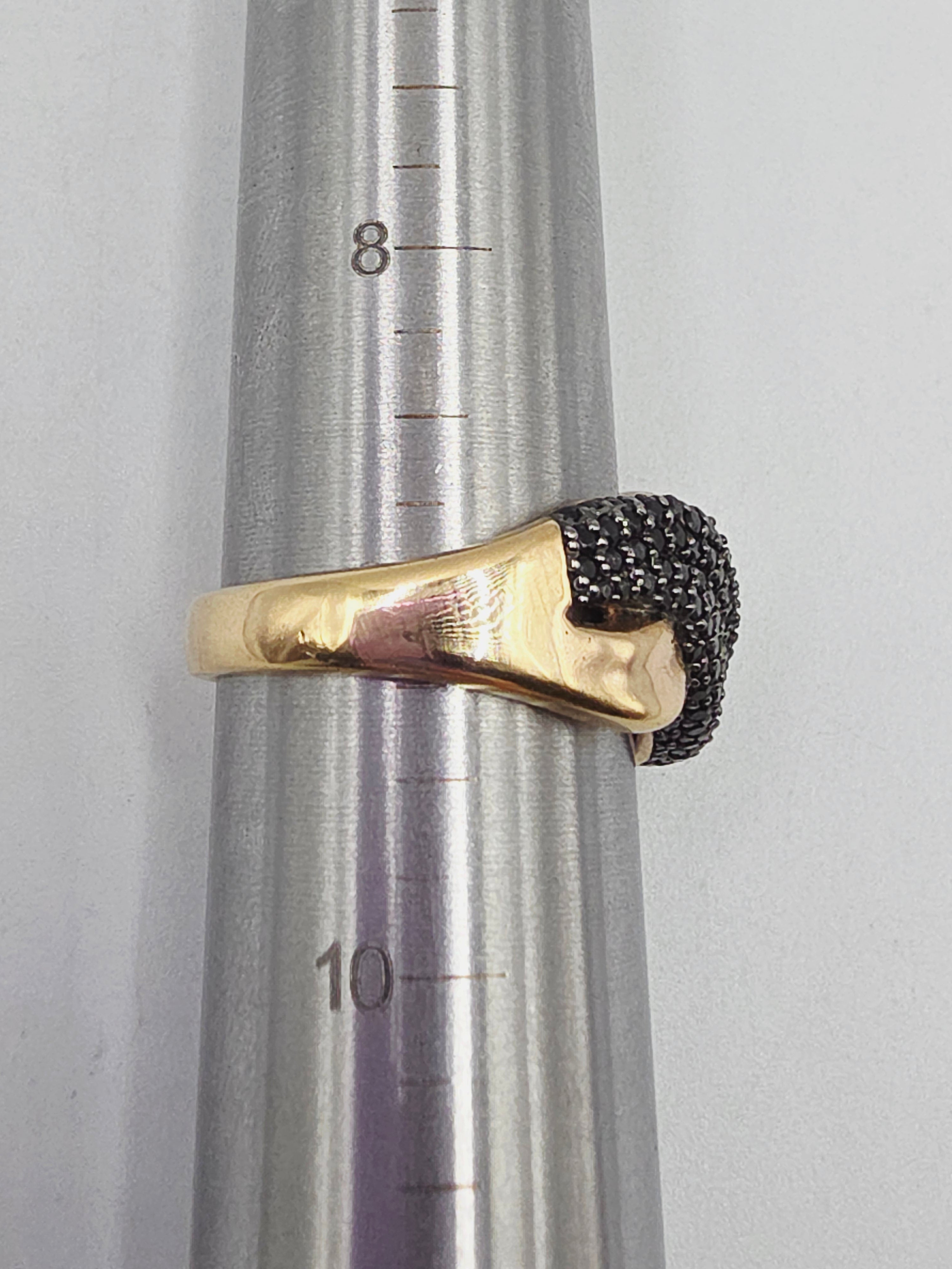 925 Sterling Silver Ring with Rose Gold Vermeil & Black Tourmaline – Size 9