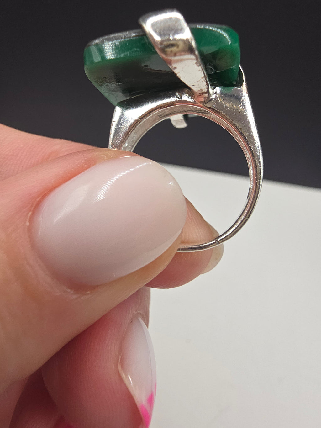Sterling Silver 925 Abalone Paua Shell Rectangular Statement Ring Size 6
