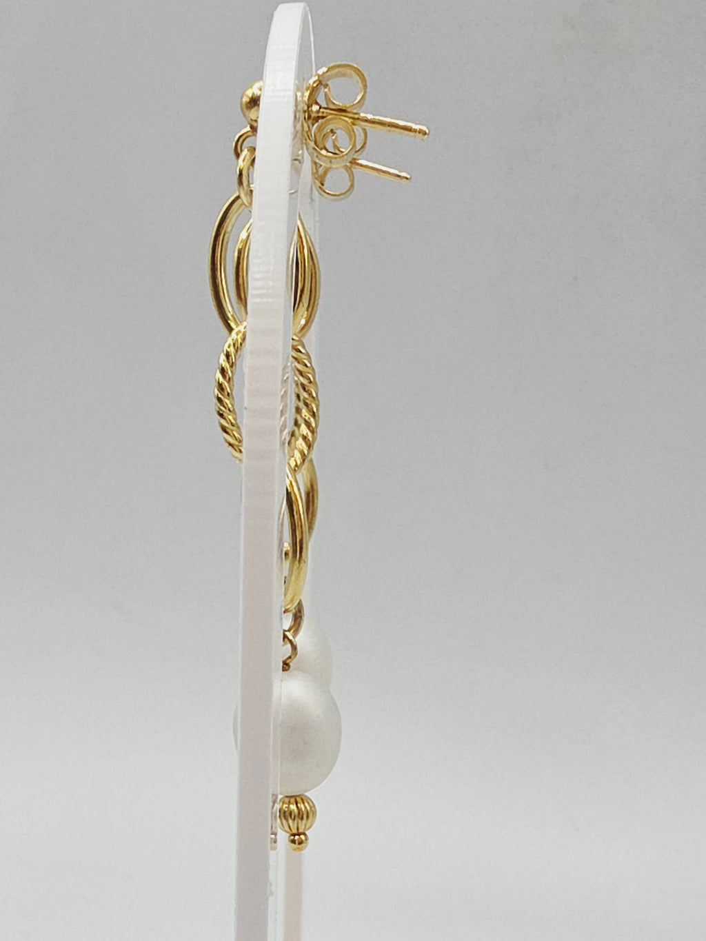 Veronese Gold Vermeil 925 Sterling Silver Pearl Italian Dangle Earrings - 2 Inch