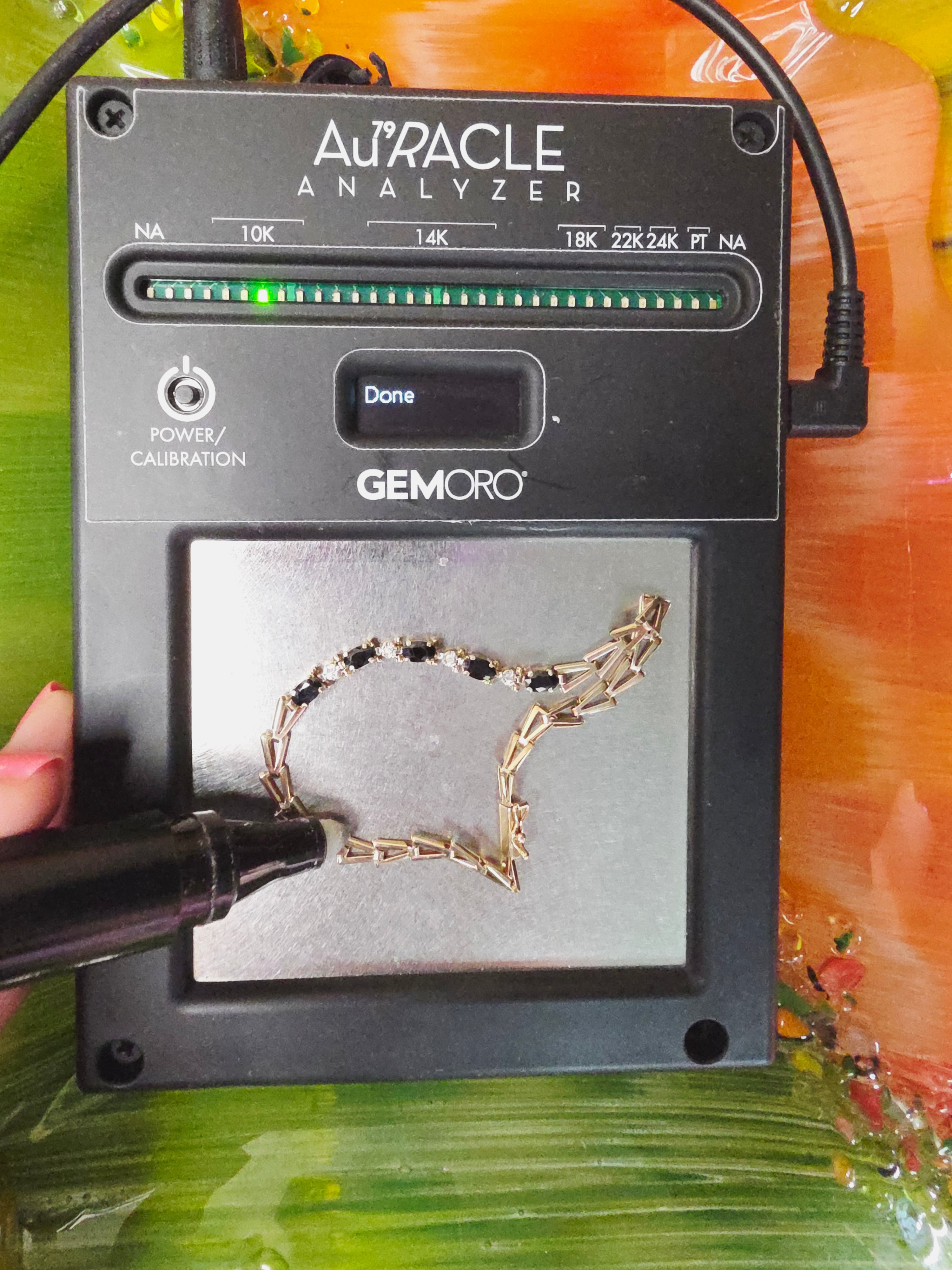 Solid 10K Yellow Gold Bracelet with Blue Sapphires and Diamonds - 7.25 Inch