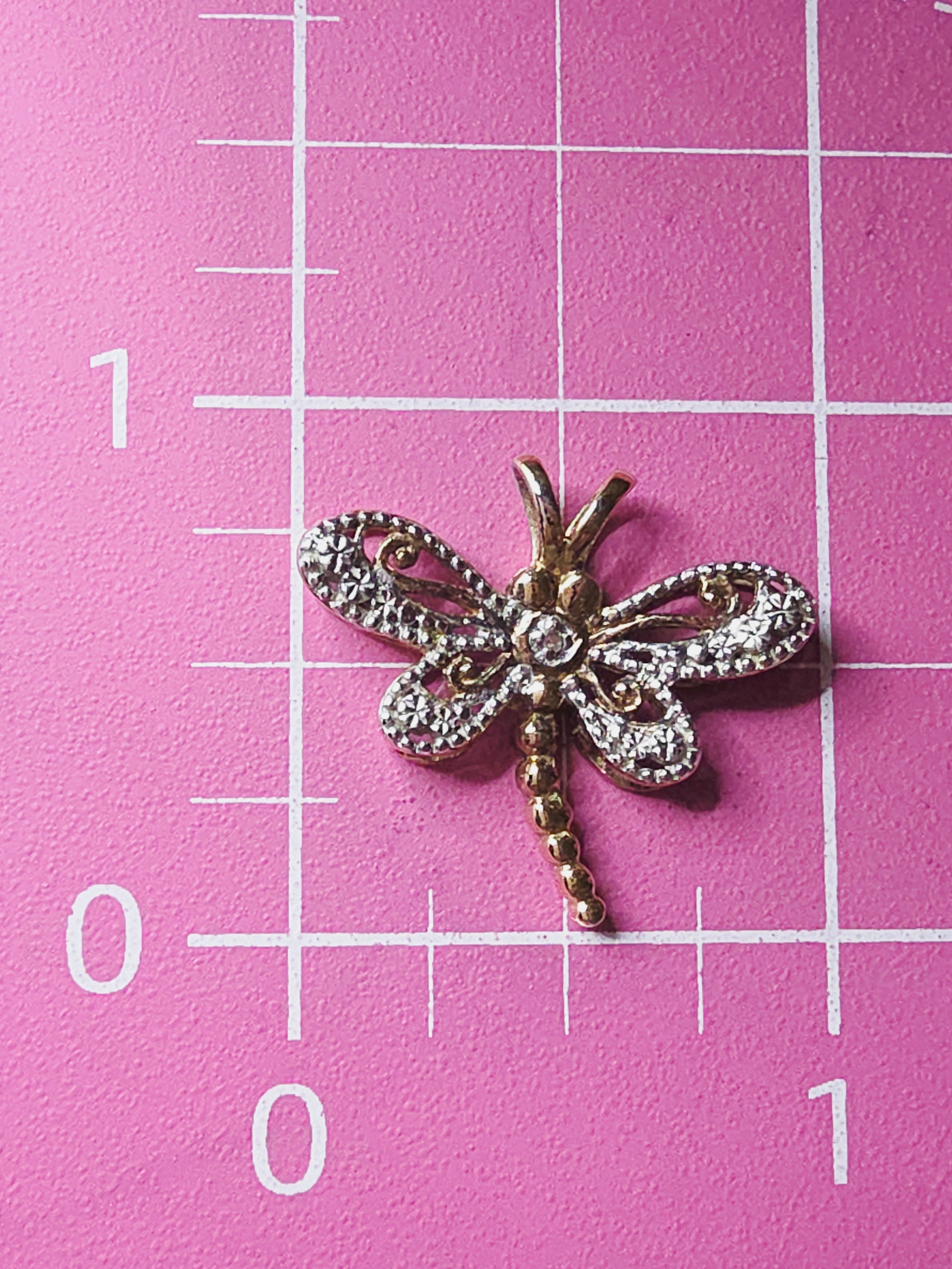Gold Vermeil 925 Sterling Silver Dragonfly Pendant with Diamond Accent