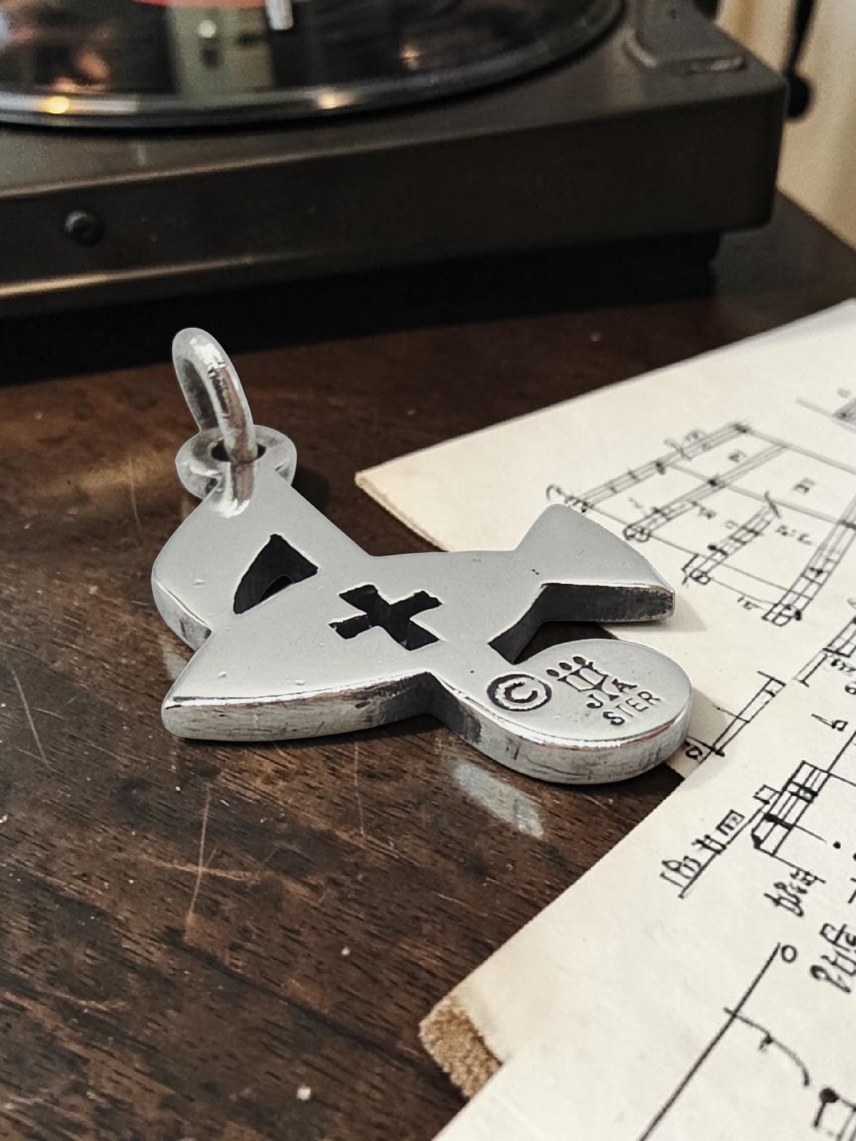 RETIRED James Avery Ichthus Fish Music Note Cross Sterling Silver Charm Pendant