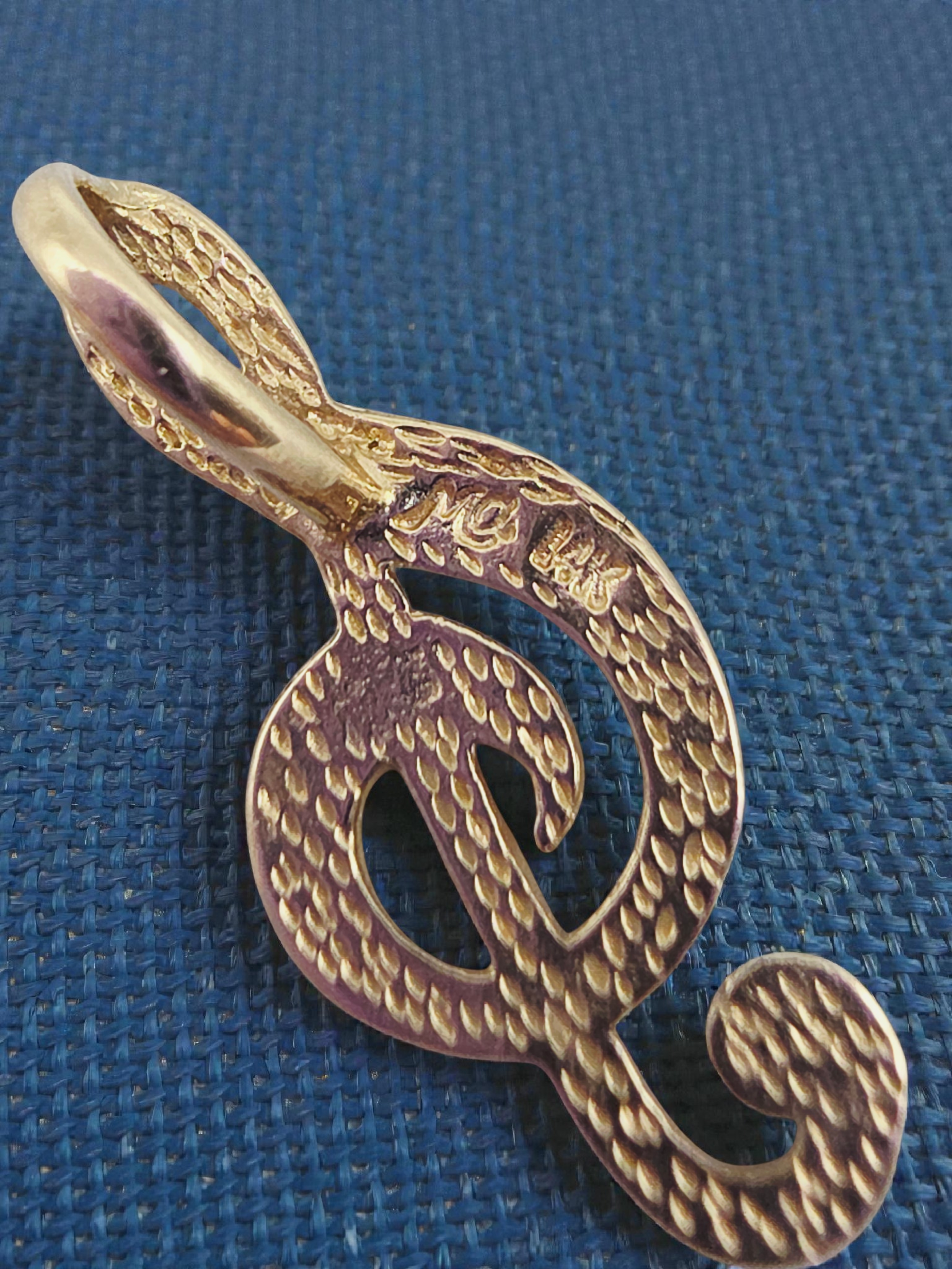 Michael Anthony Solid 14K Yellow Gold Treble Clef Necklace Music Pendant