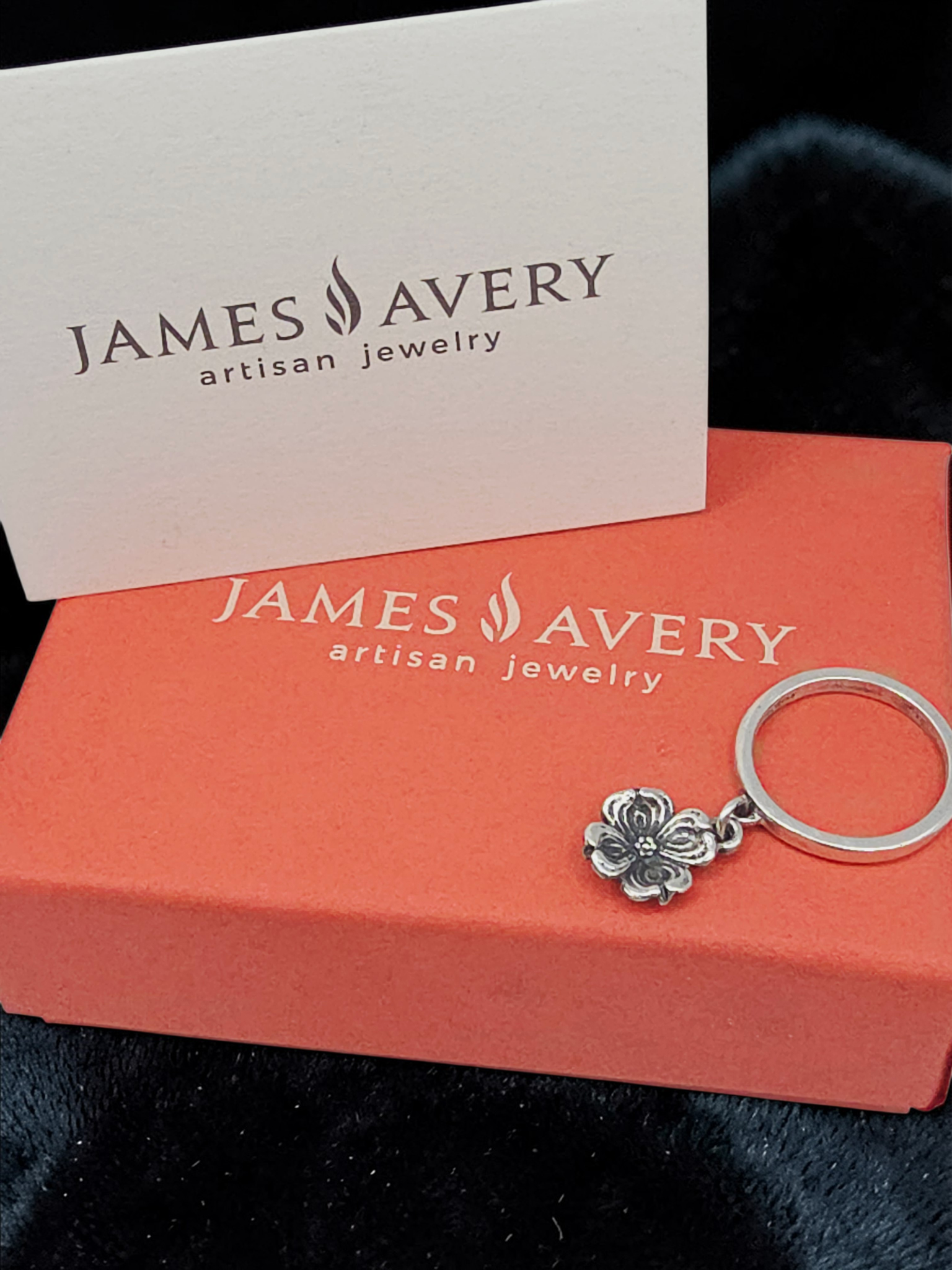 RETIRED James Avery Dogwood Flower Charm Ring - Size 5