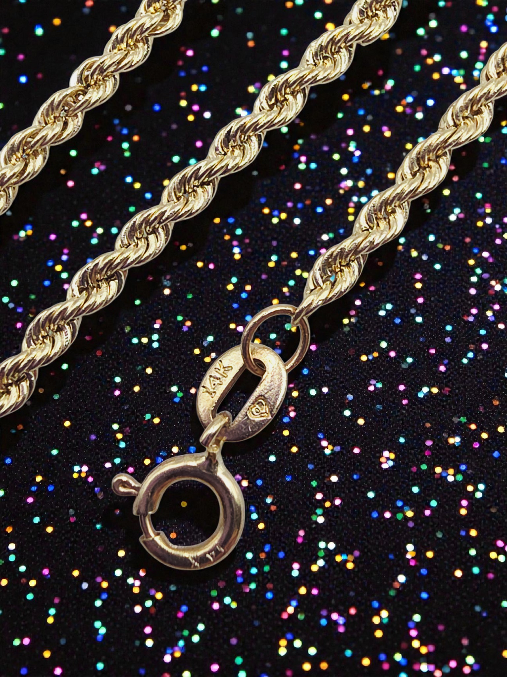 Solid 14K Yellow Gold 1.8mm Rope Chain Bracelet – 7 1/3 Inch