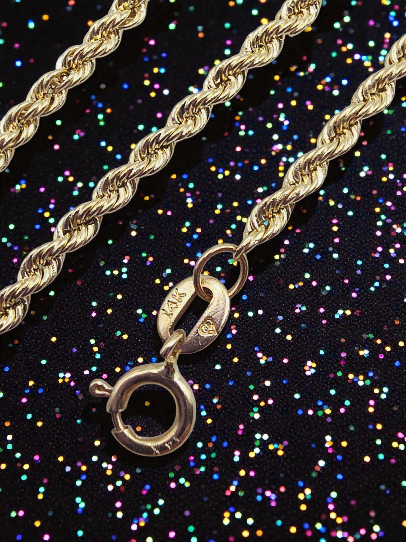 Solid 14K Yellow Gold 1.8mm Rope Chain Bracelet – 7 1/3 Inch