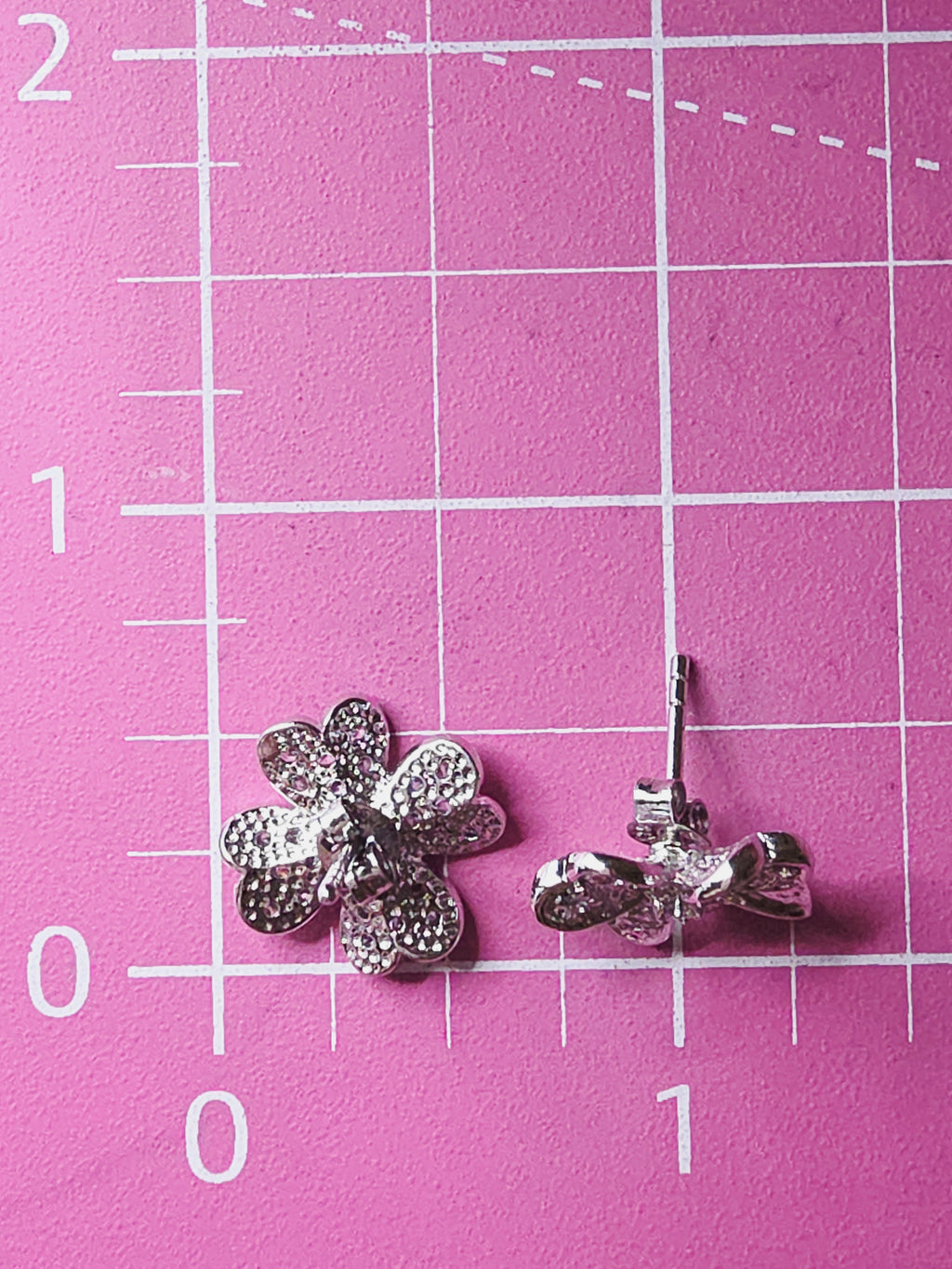 925 Sterling Silver Heart Leaf Clover Stud Earrings with CZ Accents