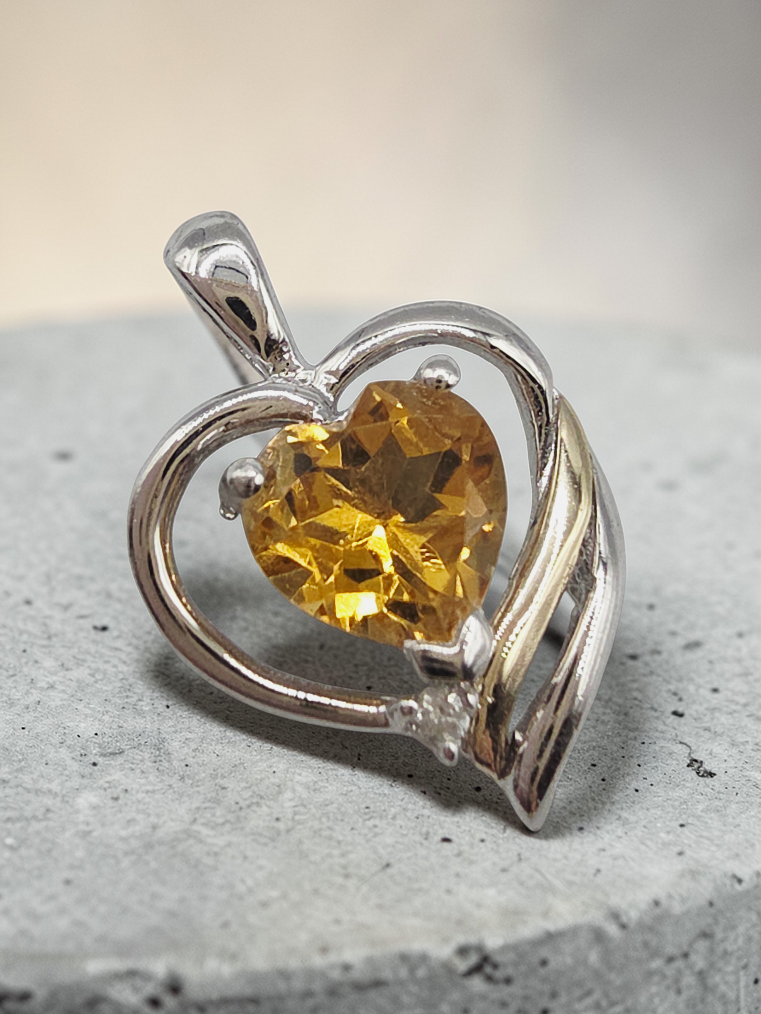 Alwand Vahan Sterling Silver & 14K Gold Citrine Heart Pendant - Diamond Accent