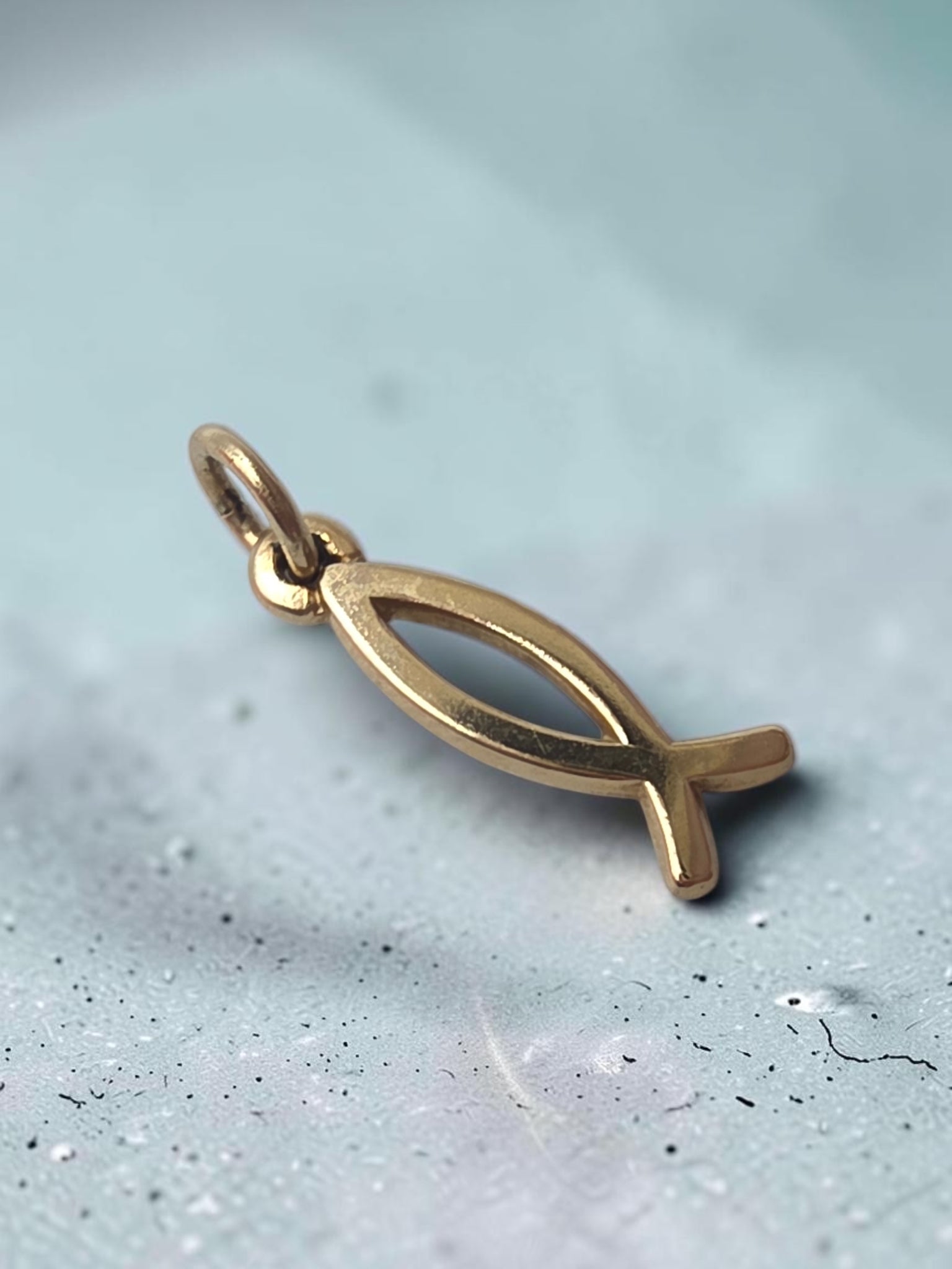 RETIRED James Avery Solid 14K Gold Ichthus Fish Charm Pendant - Uncut with Box