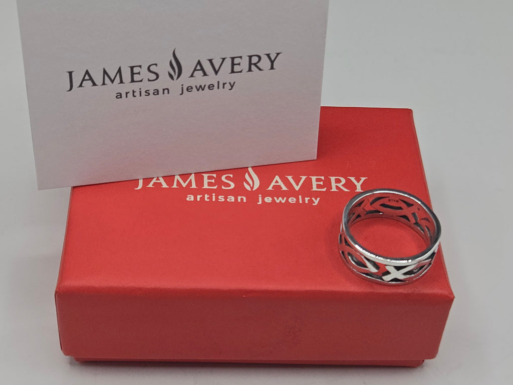 RETIRED James Avery Sterling Silver Ichthus Eternity Ring - Size 7.5