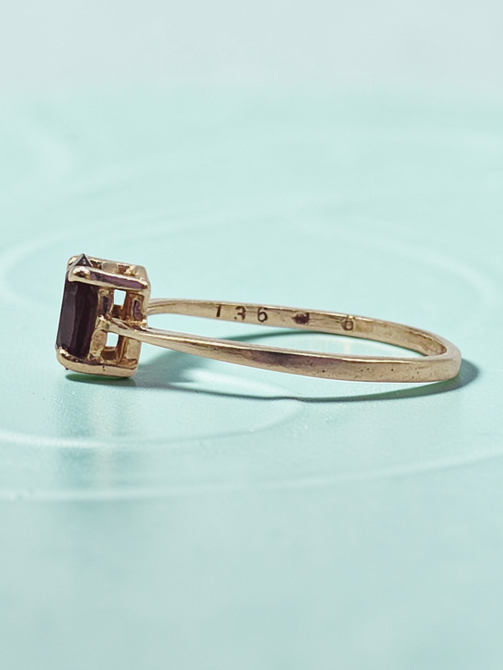 Solid 10K Yellow Gold Ring with Oval-Cut Ruby - Size 6