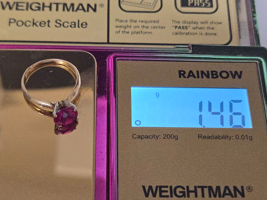 Solid 14K Yellow Gold Ring with Ruby – Size 2