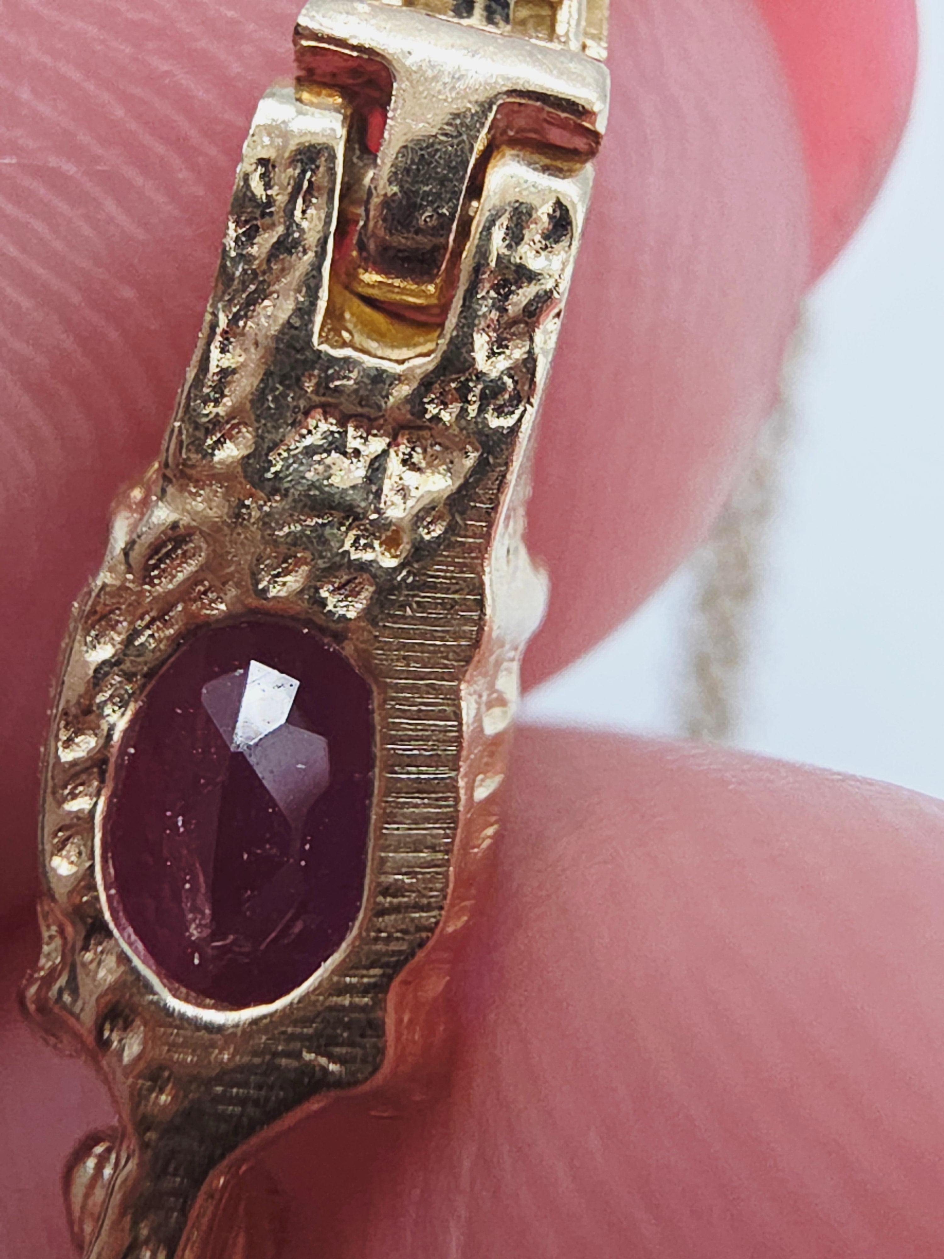 Vintage ATL Solid 14K Yellow Gold Bracelet with Amethyst & White Topaz 7.5 Inch