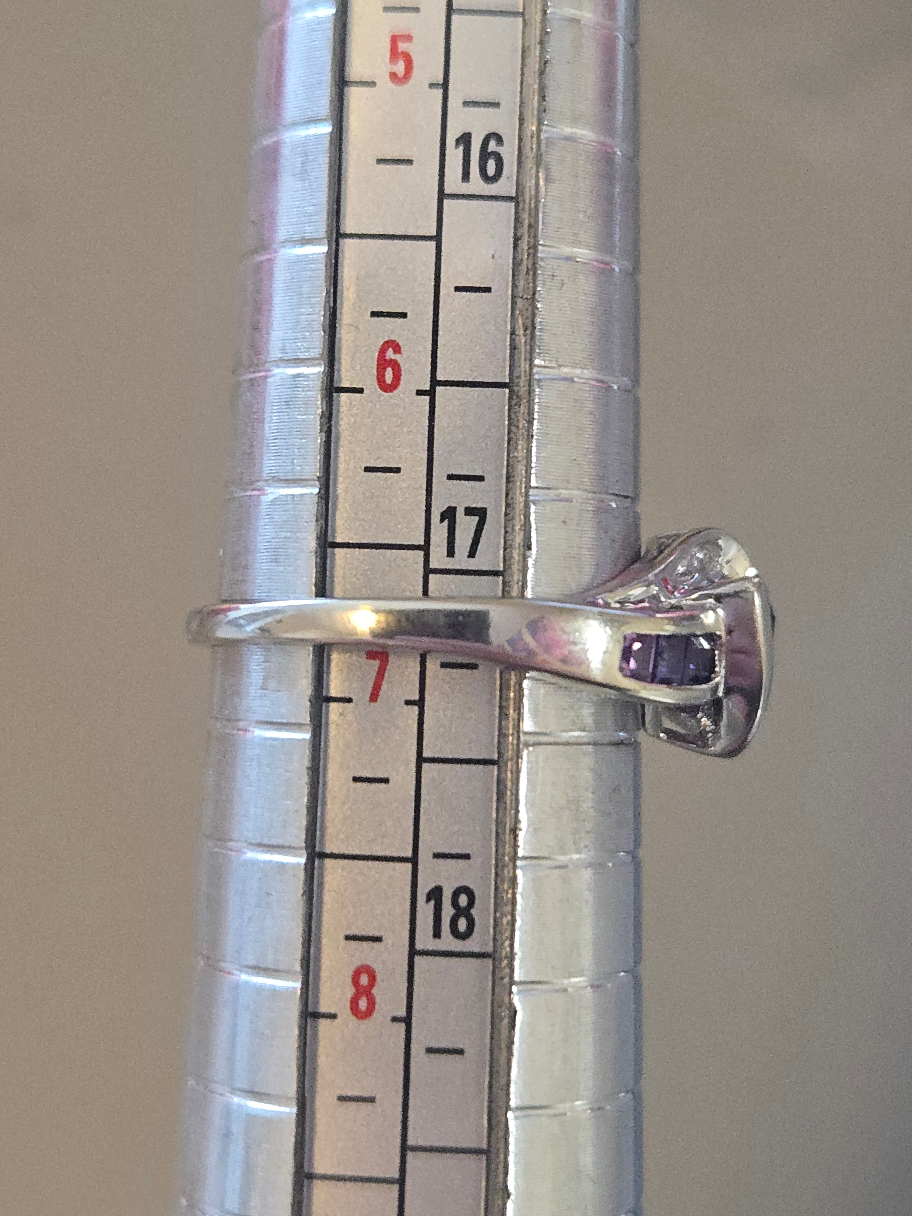 Solid 10K White Gold Ring with Trillion-Cut Pink Topaz - Size 6.75