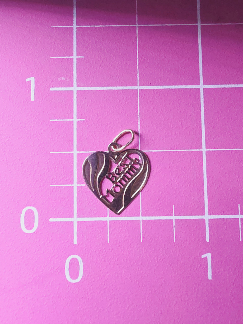 Solid 14K Yellow Gold Best Mommy Heart Necklace Pendant