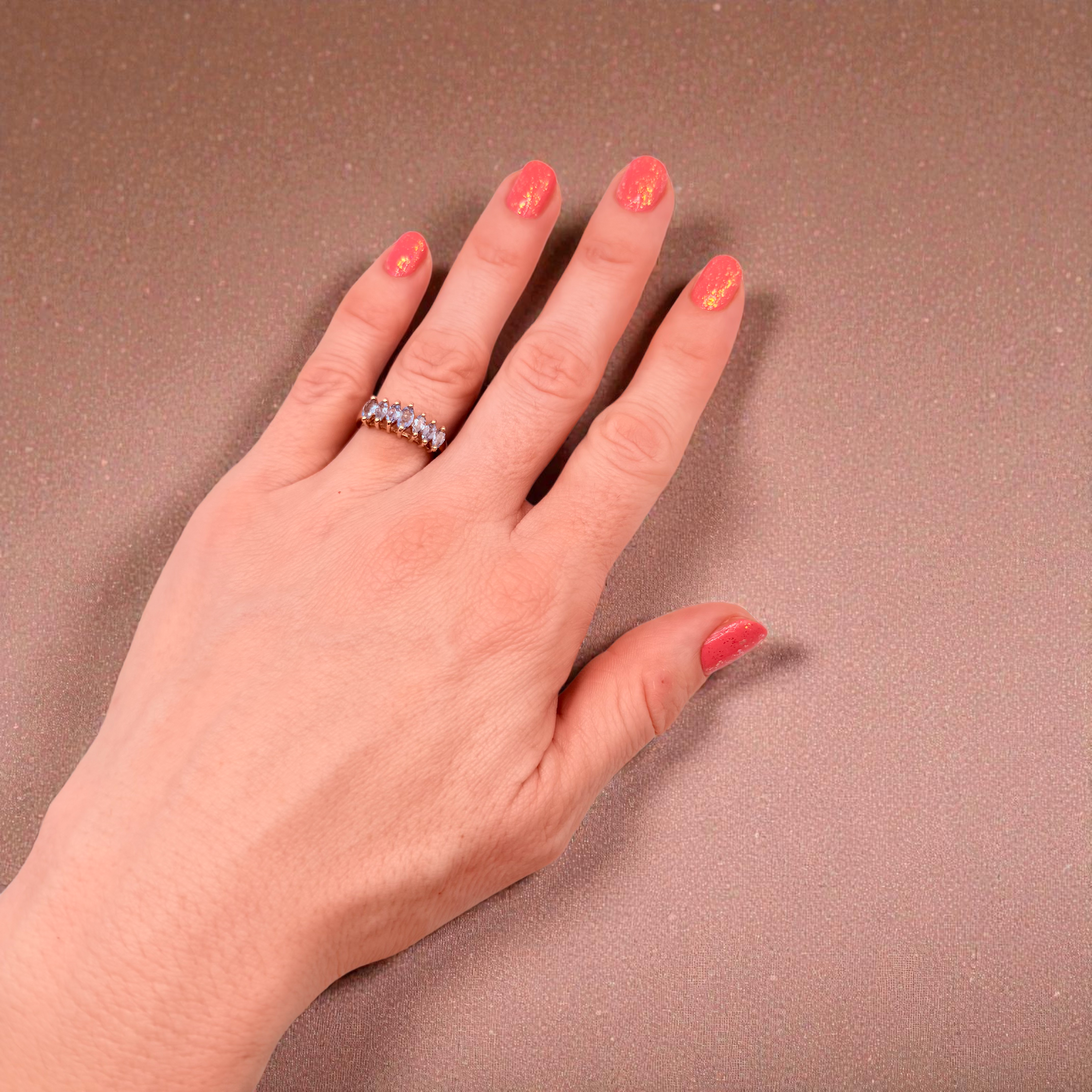 Solid 10K Yellow Gold Ring with Marquise Cut Tanzanite Size 6.75