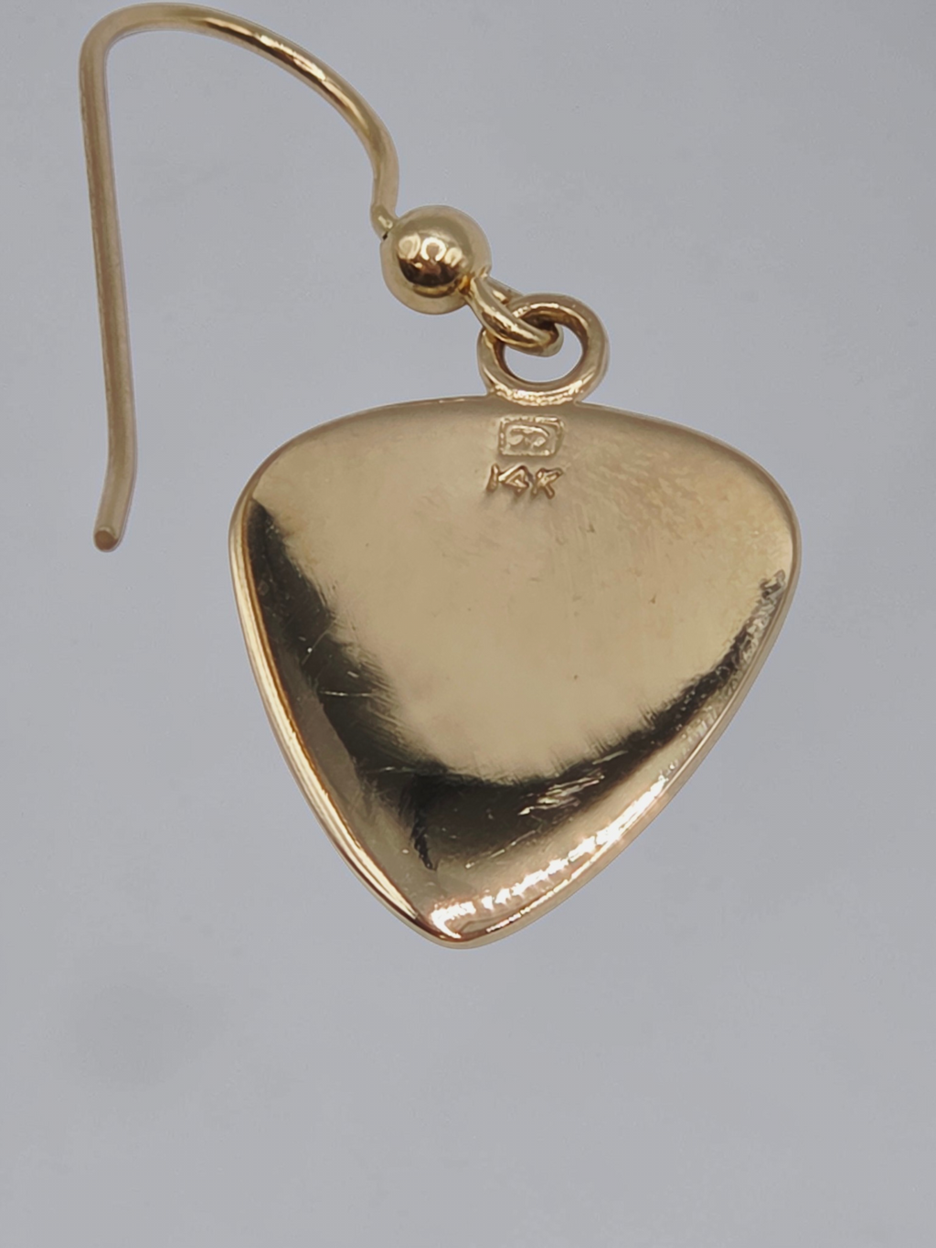 Jeffrey David Guitar Pick Solid 14K Yellow Gold Dangle Earrings Music