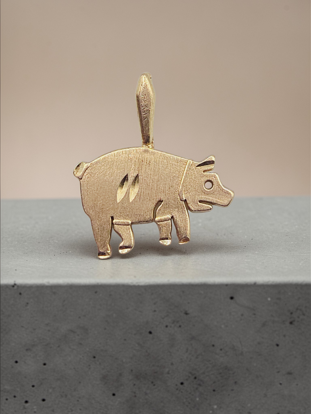 Michael Anthony Solid 14K Yellow Gold Pig Necklace Pendant - Animal Farm
