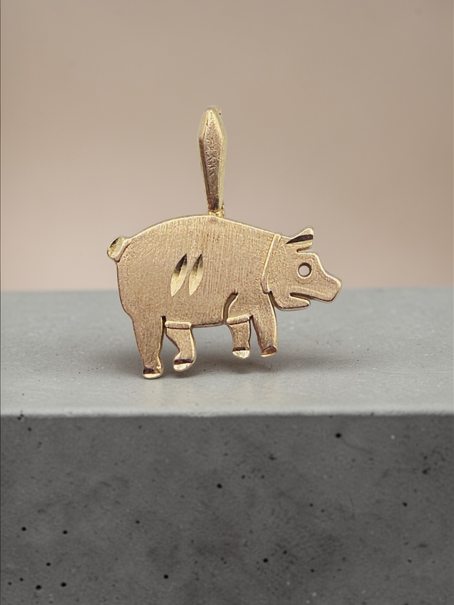 Michael Anthony Solid 14K Yellow Gold Pig Necklace Pendant - Animal Farm