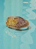 Black Hill Solid 10K Yellow Gold Ring with Tri-Color Grape Leaf Accents Sz 5.25