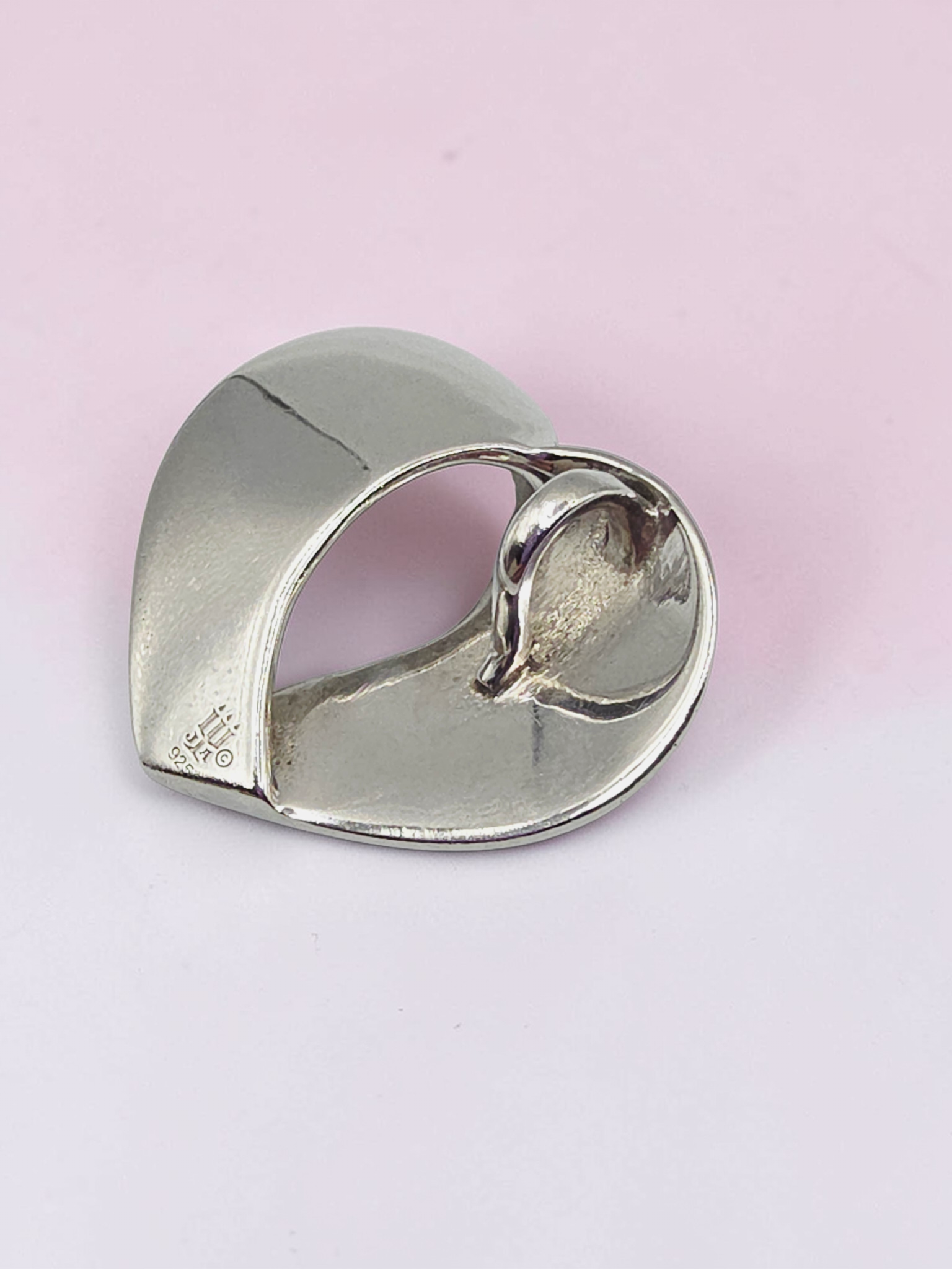 RETIRED James Avery Folded Open Heart Sterling Silver Necklace Pendant HTF