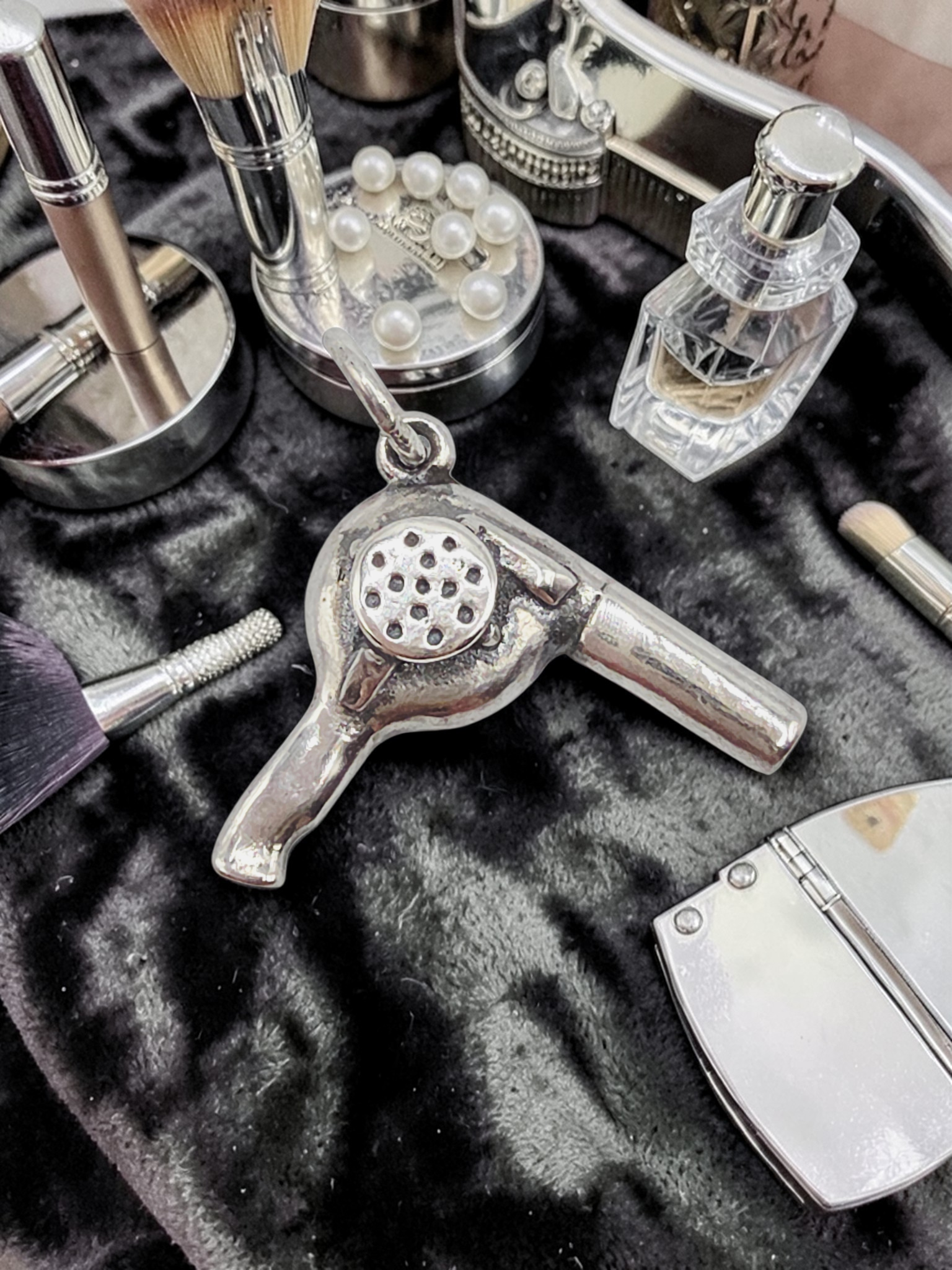 RETIRED James Avery Hair Blow Dryer 925 Sterling Silver Charm Pendant