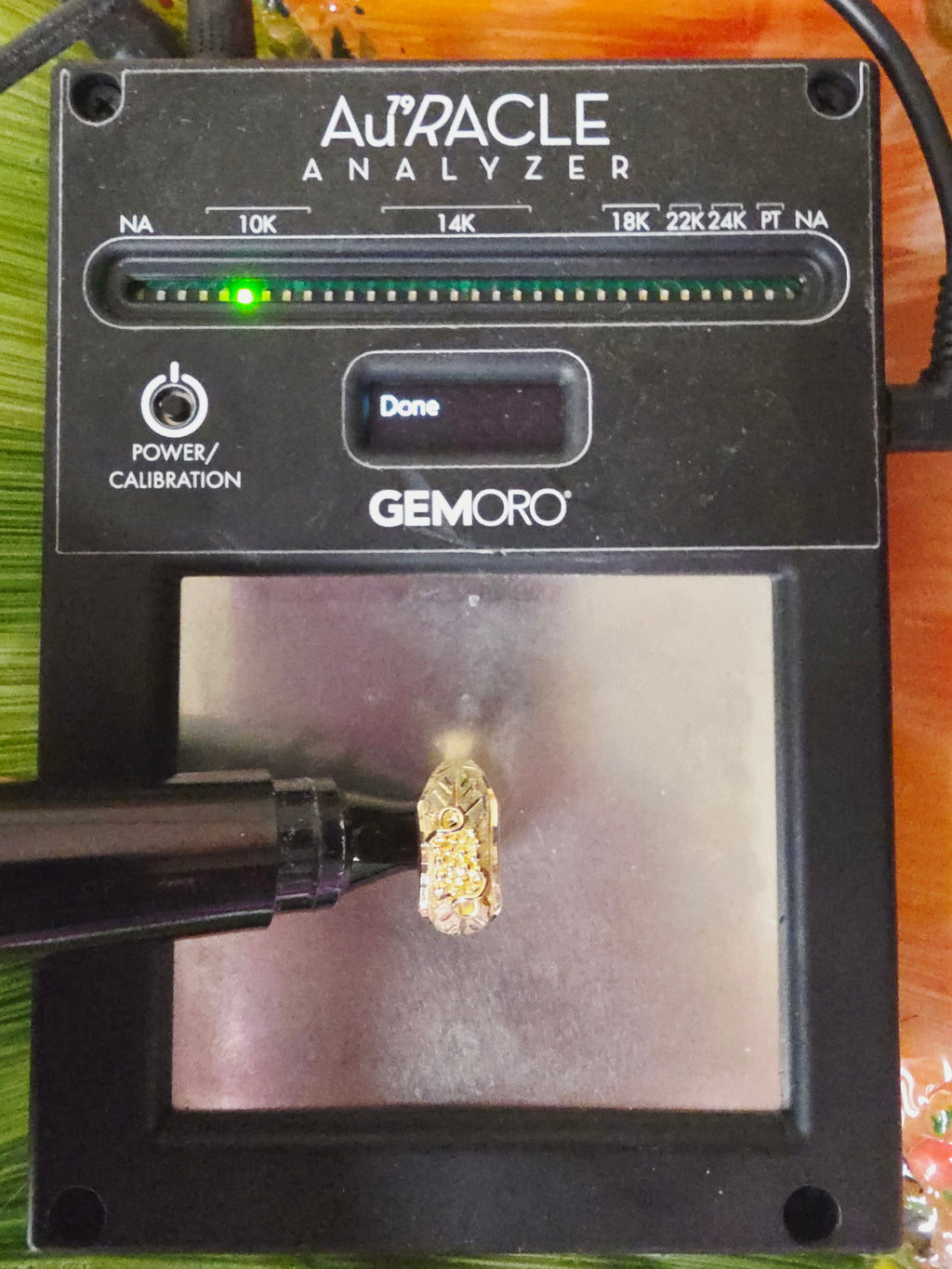 Black Hill Solid 10K Yellow Gold Ring with Tri-Color Grape Leaf Accents Sz 5.25