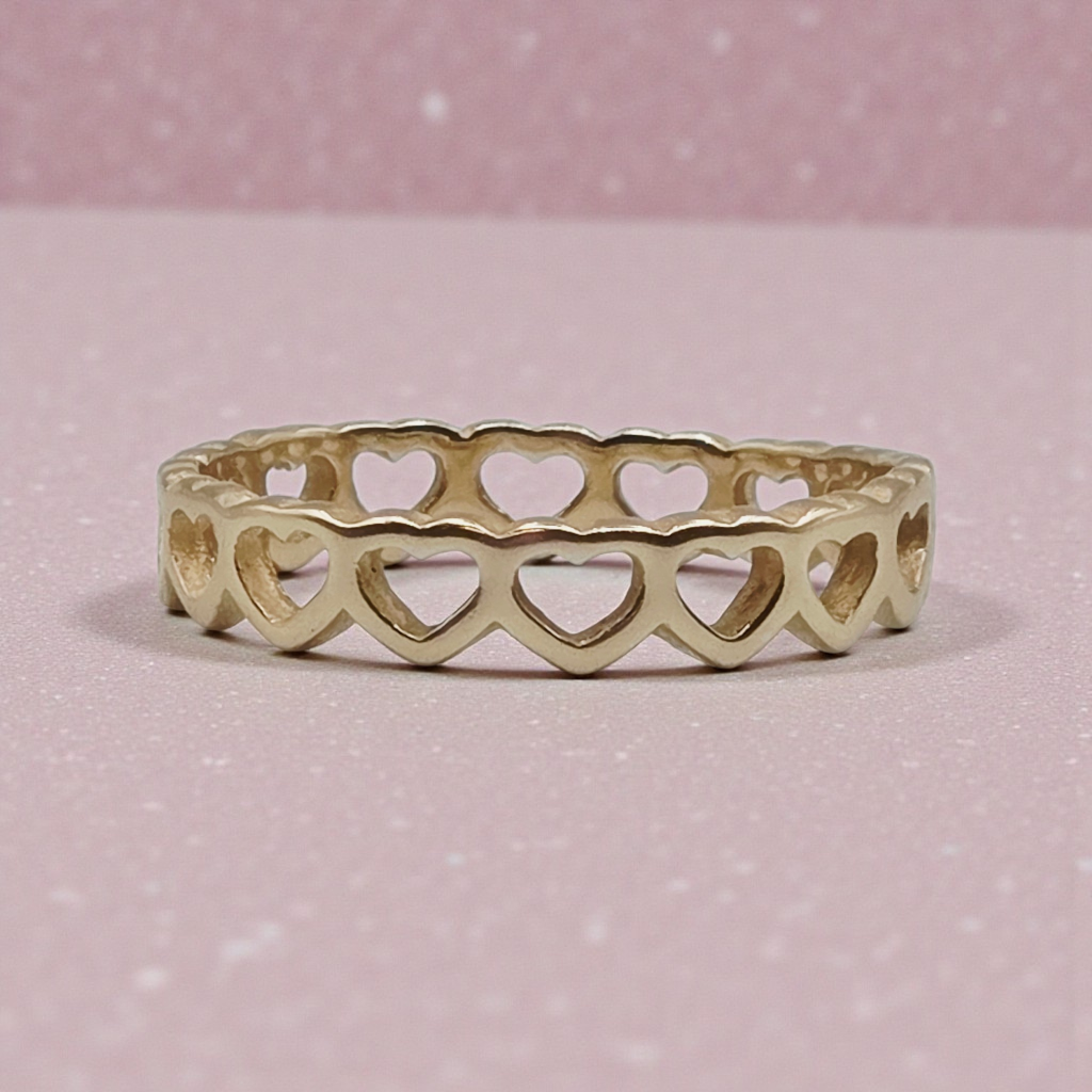 James Avery Solid 14K Yellow Gold Heart Band Ring Size 10