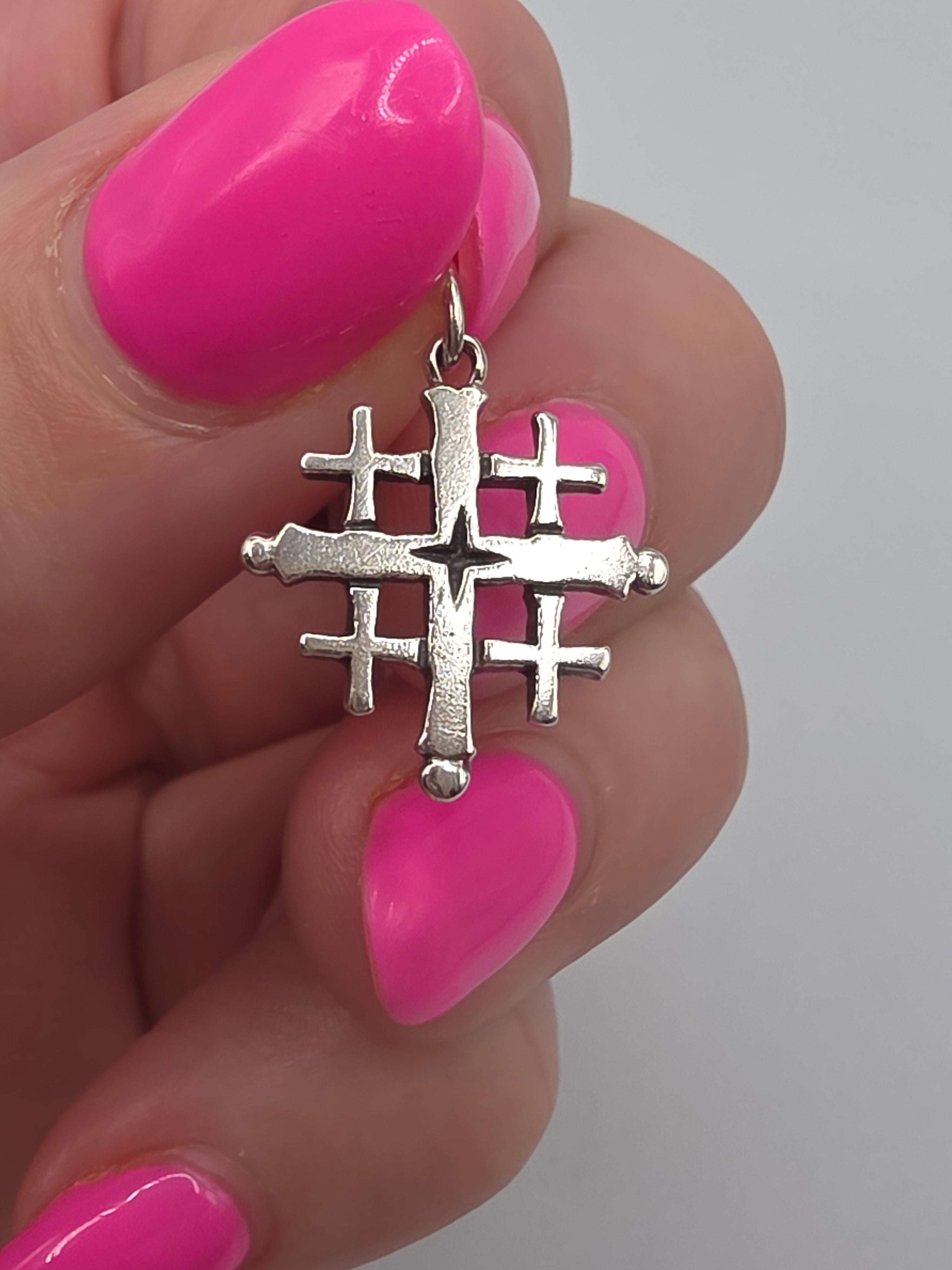 Retired James Avery Jerusalem Cross Sterling Silver Charm Pendant