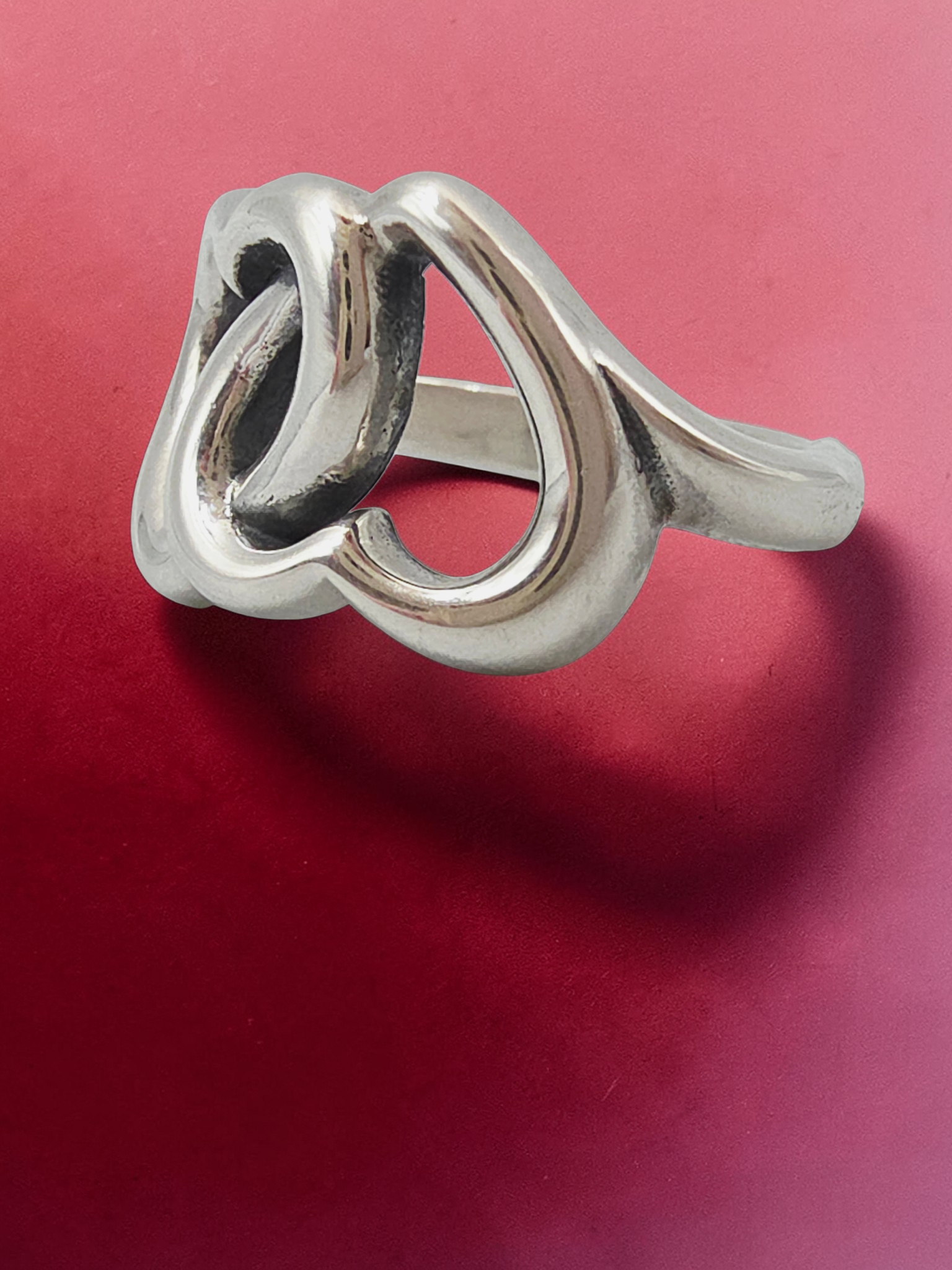 RETIRED James Avery Two Intertwined Hearts Linked Together Ring - Size 4.75