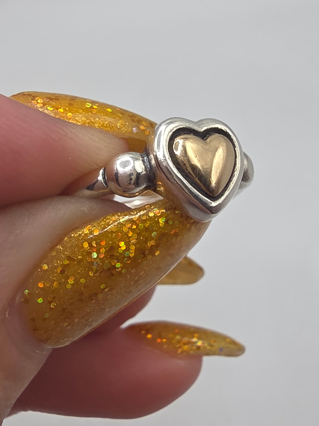 RETIRED James Avery True Love 14K Gold Heart Sterling Silver Ring - Size 6
