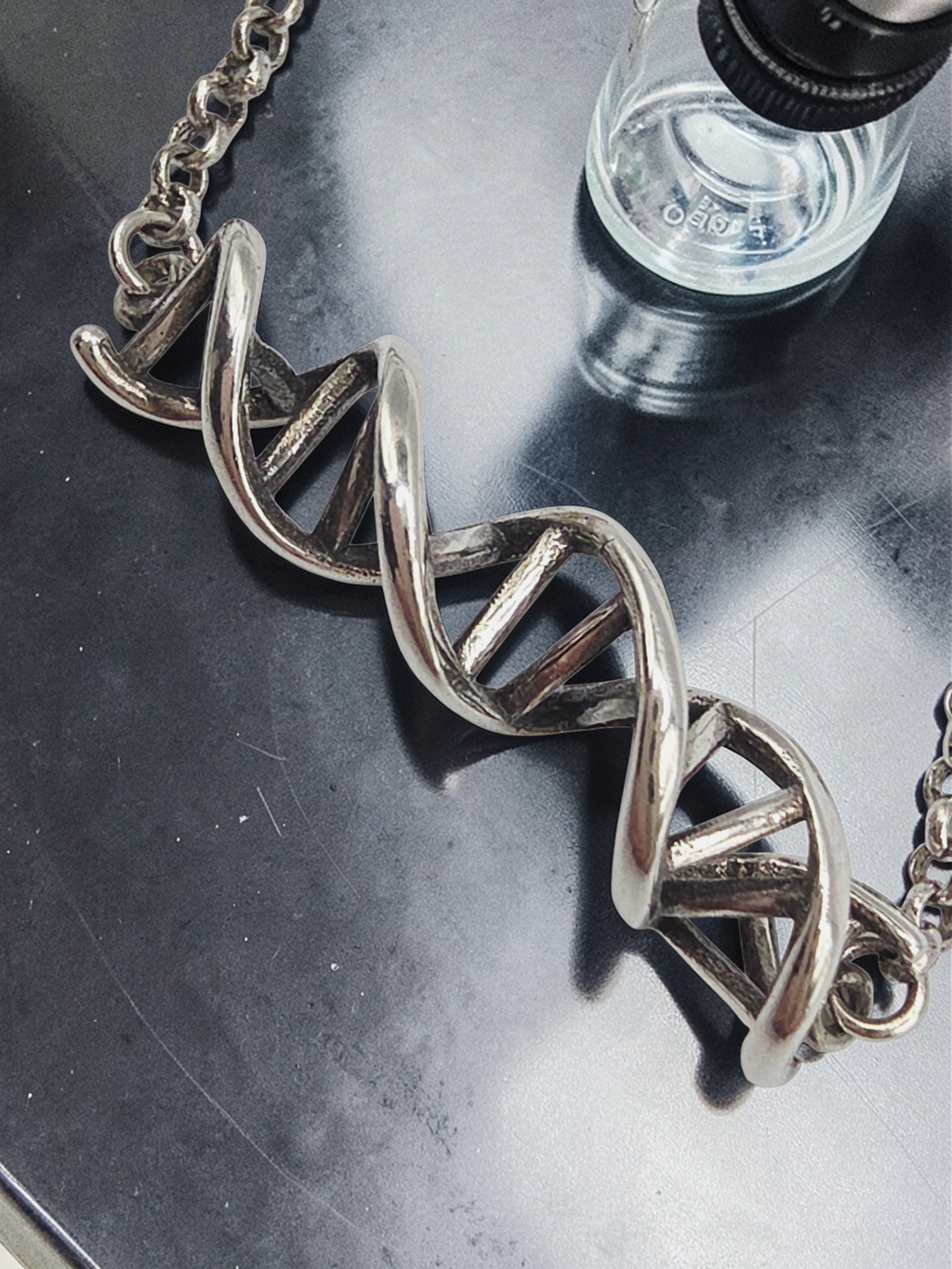 925 Sterling Silver DNA Science Life Pendant Necklace - Adjustable