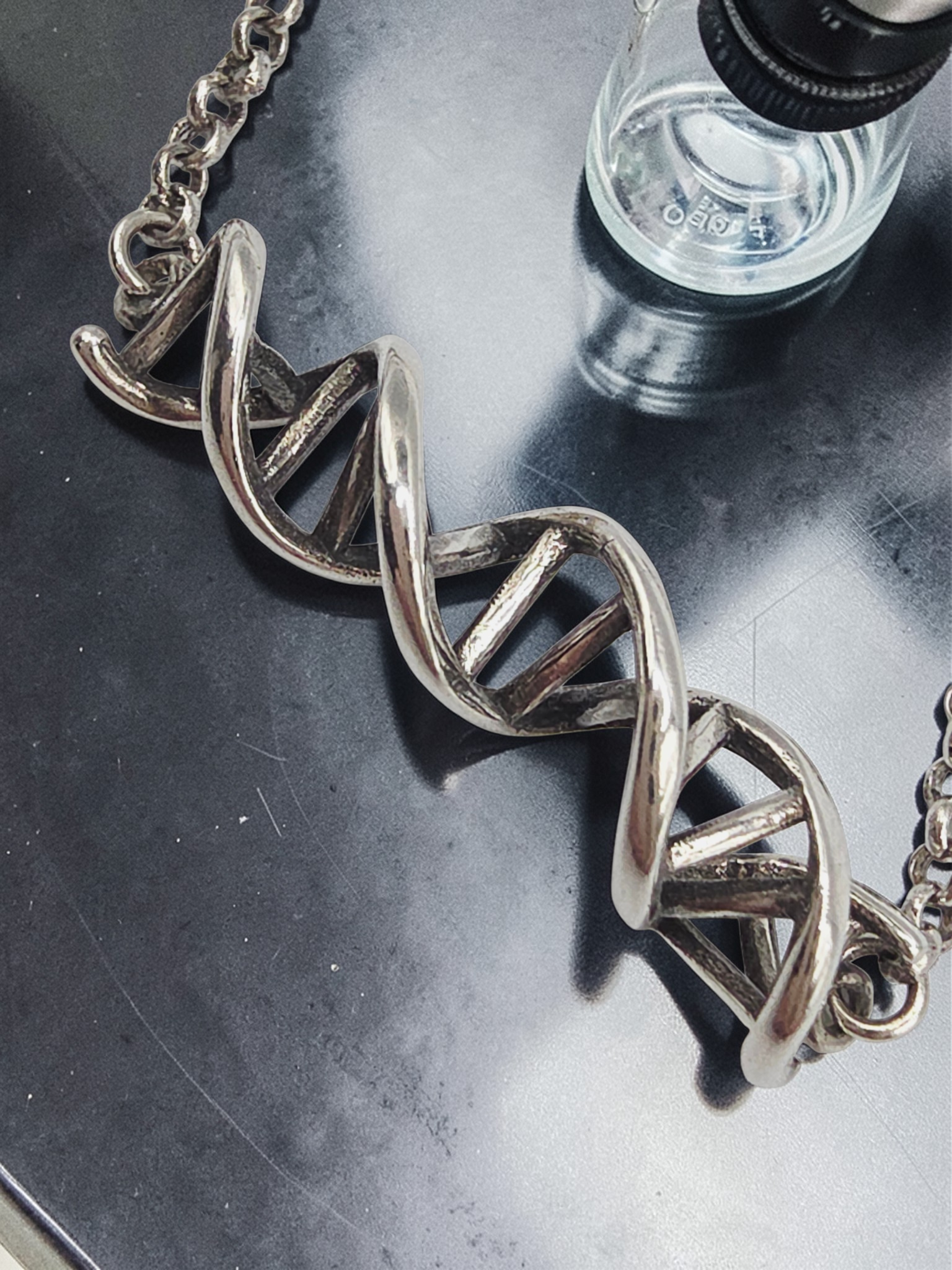 925 Sterling Silver DNA Science Life Pendant Necklace - Adjustable