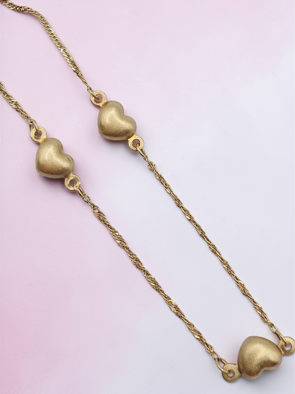Royal Chain Inc. Solid 14K Yellow Gold Bracelet with 3D Hearts - 6 Inch