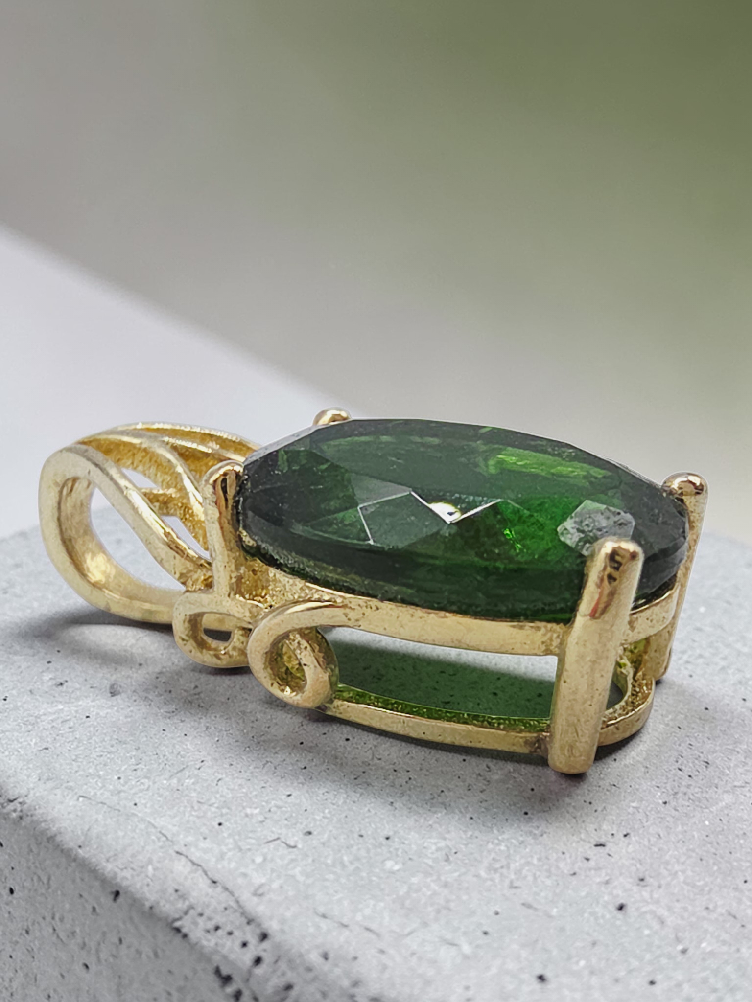 Fuzion Creations Gold Vermeil over 925 Sterling Silver Emerald Necklace Pendant