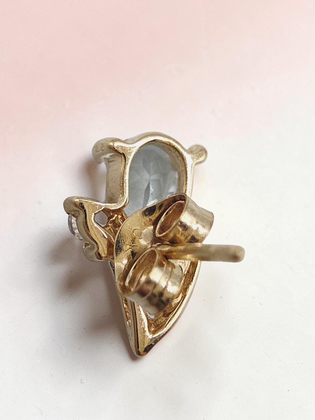Solid 10K Yellow Gold Pear Cut Aquamarine Stud Earrings with CZ Accent
