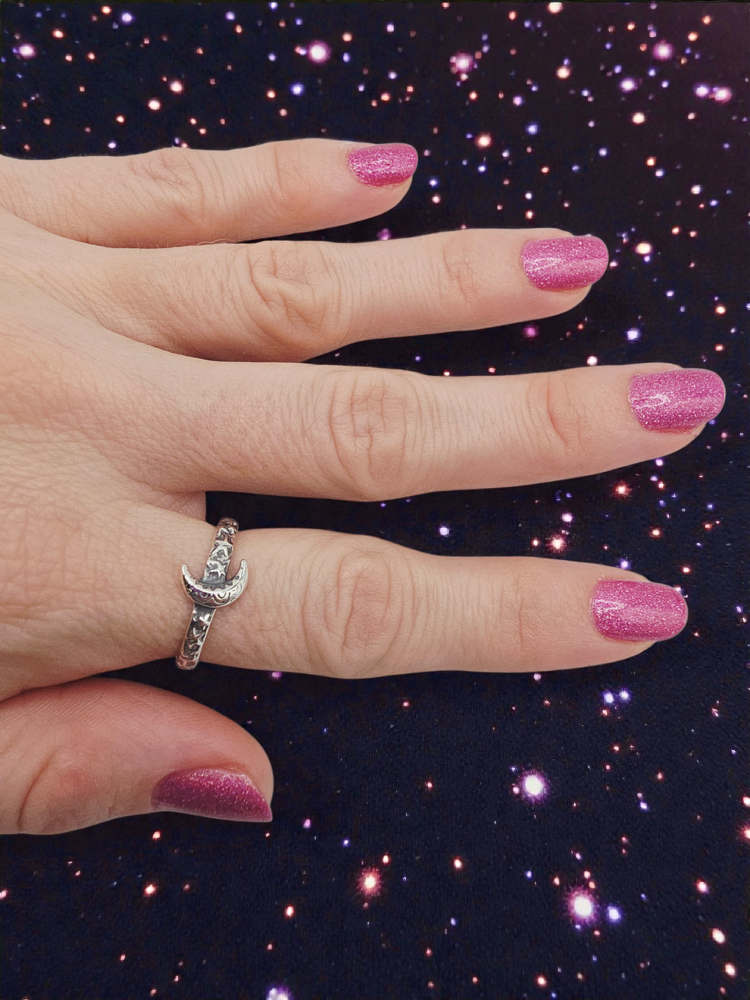 James Avery Starry Night 925 Sterling Silver Moon Ring – Size 7.5