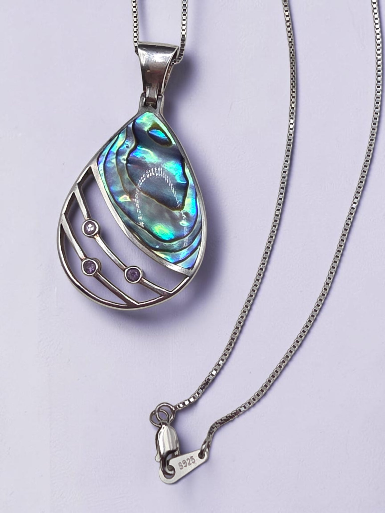 Mother of Pearl and Sterling Silver Pendant Necklace