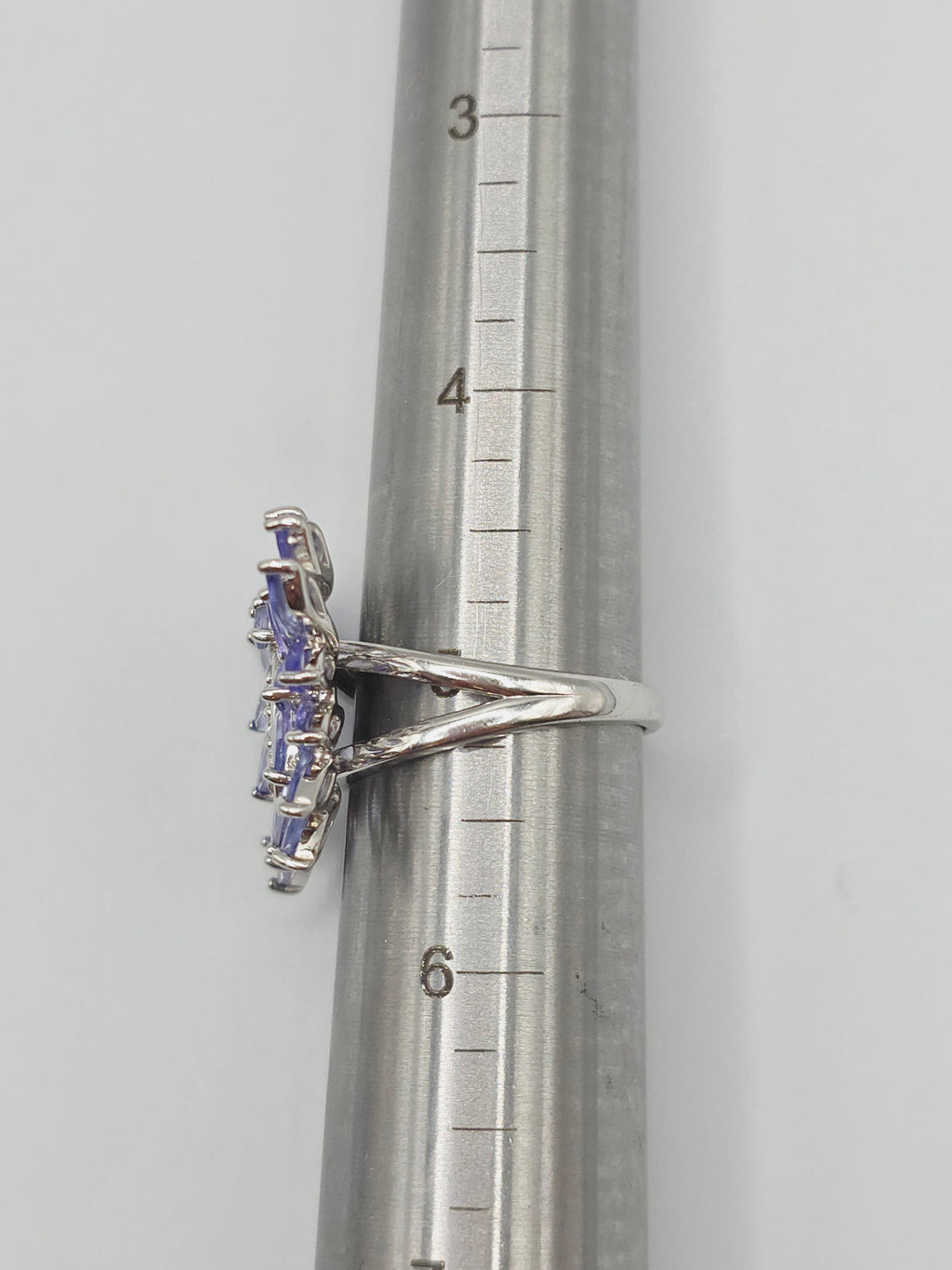 Sterling Silver Butterfly Ring with Iolite Wings and White Topaz Body - Size 5